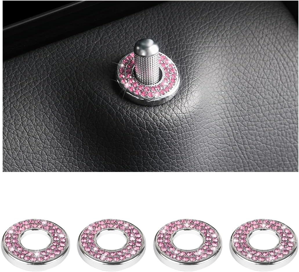 4 calcomanías brillantes para puerta de automóvil, decoración de pernos de barra de tirar, calcomanías de cristal para mujeres y niñas, tapas de