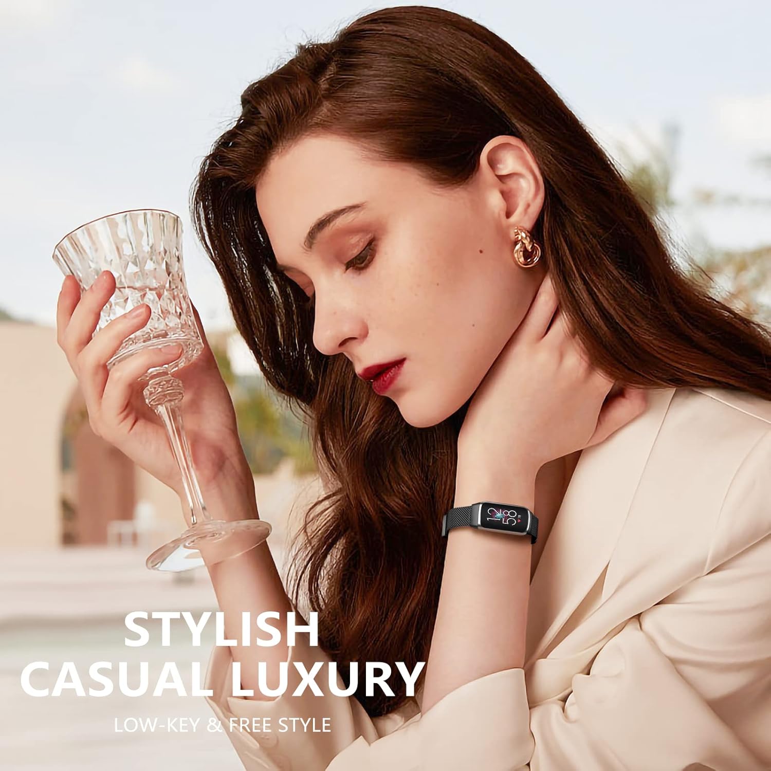 Zedoli Compatible con Fitbit Luxe Bands para mujeres y hombres, correa de repuesto de metal de malla milanesa de acero inoxidable para Fitbit