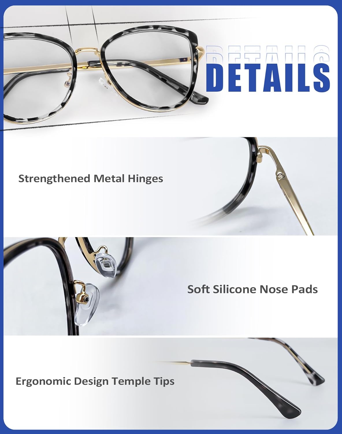 Lentes de luz azul, elegantes lentes de bloqueo de luz azul para lectura en computadora, juegos, televisión, teléfonos