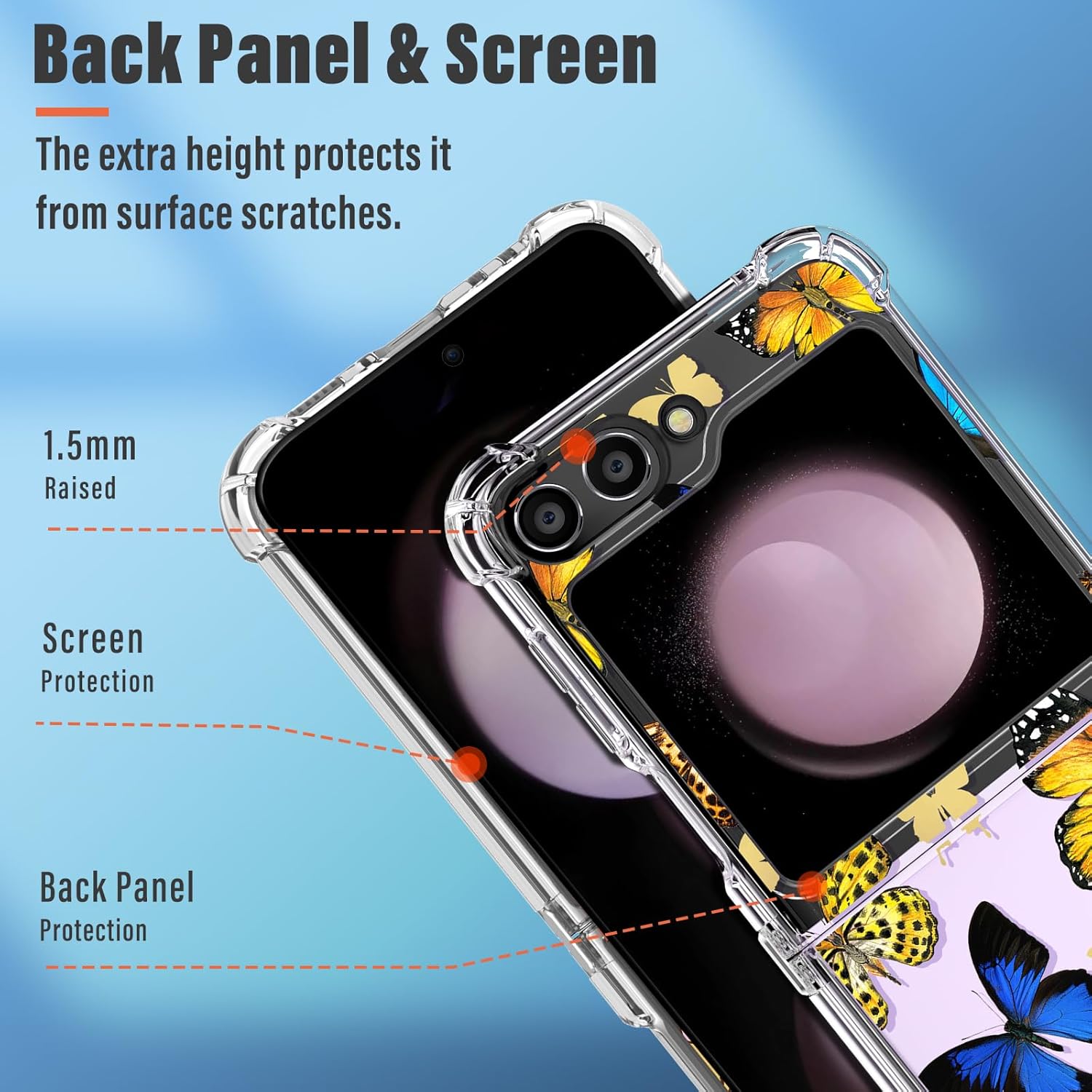 Funda para Samsung Galaxy Z Flip 5, diseño de mariposas coloridas, diseño protector de mariposa, TPU suave, a prueba de golpes, para Galaxy Z Flip 5