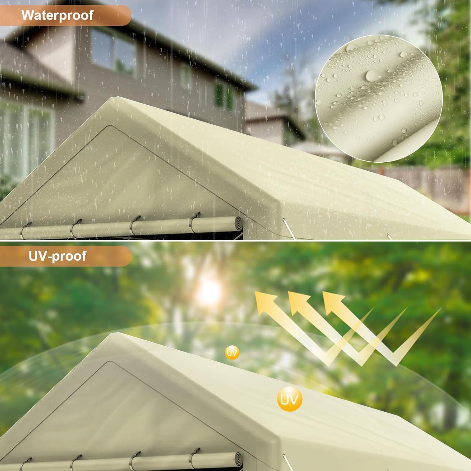 Carport – Carport portátil resistente de 10 × 20 para refugio de almacenamiento al aire libre, cobertizo de puerto de coche con marco de metal de