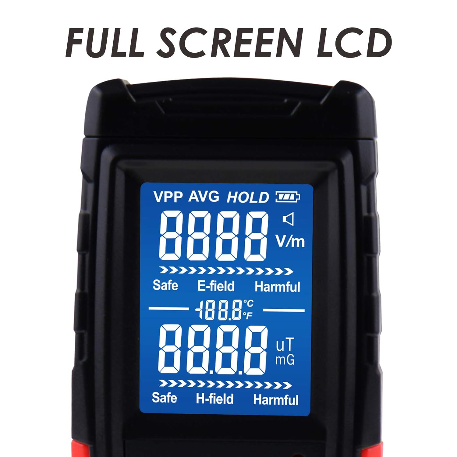 Probador digital EMF Detector de radiación de campo eléctrico y magnético Medición de temperatura con pantalla de color y batería recargable