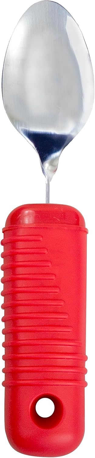 Essential Medical Supply Juego de utensilios de mango grande adaptable con tenedor flexible, cuchara flexible y cuchillo balancín para un fácil uso