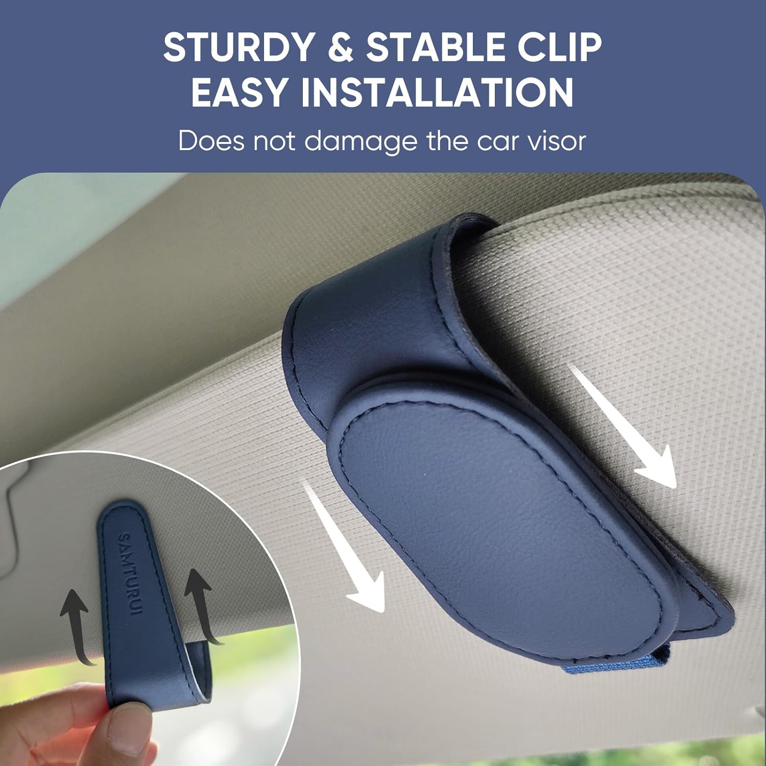 Soporte para lentes de sol para visera solar de automóvil, soporte magnético de cuero para gafas, clip para lentes de sol, clip para tarjeta de