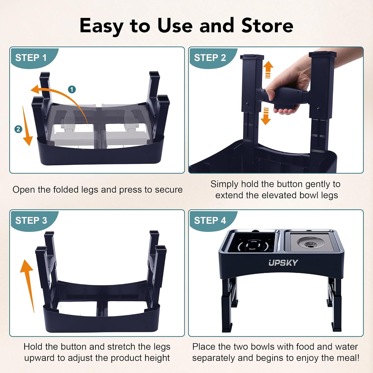 UPSKY Cuencos elevados 2 en 1 para perros, comedero lento, 4 alturas ajustables, soporte elevado para perros, dispensador de tazón de agua para