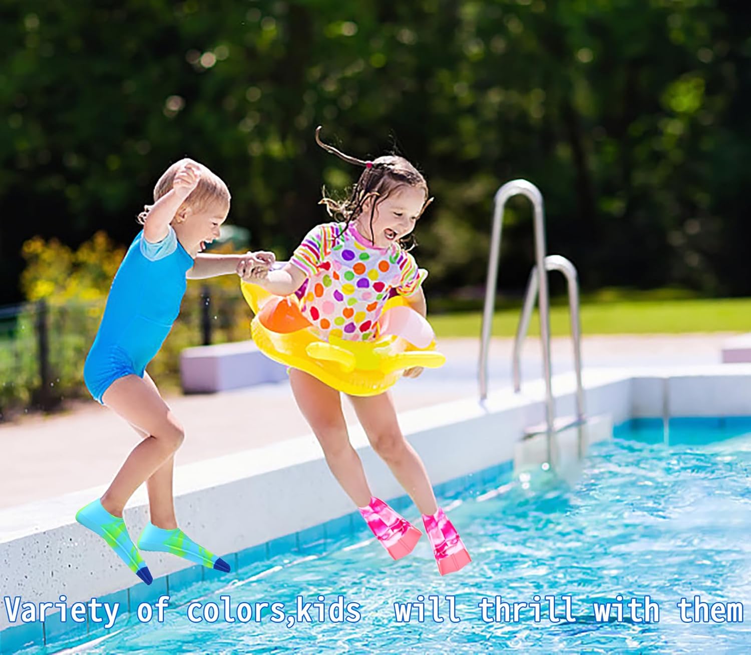 Aletas de natación para niños, aletas cortas para nadar y entrenar para niños, niñas, niños