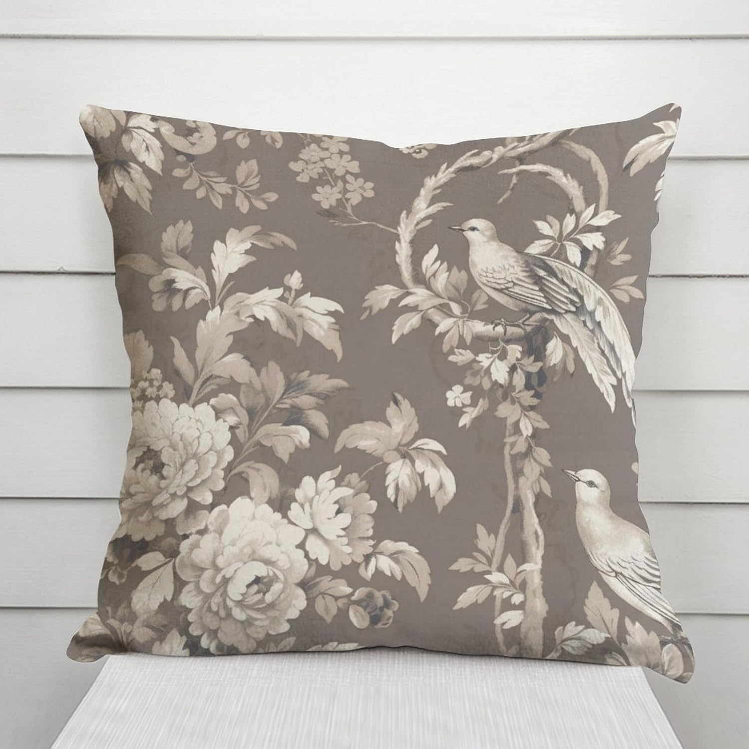 MangGou Fundas de almohada estilo chinoiserie de color tostado floral de 22 x 22 pulgadas, funda de almohada de inspiración asiática Eurosham Accent