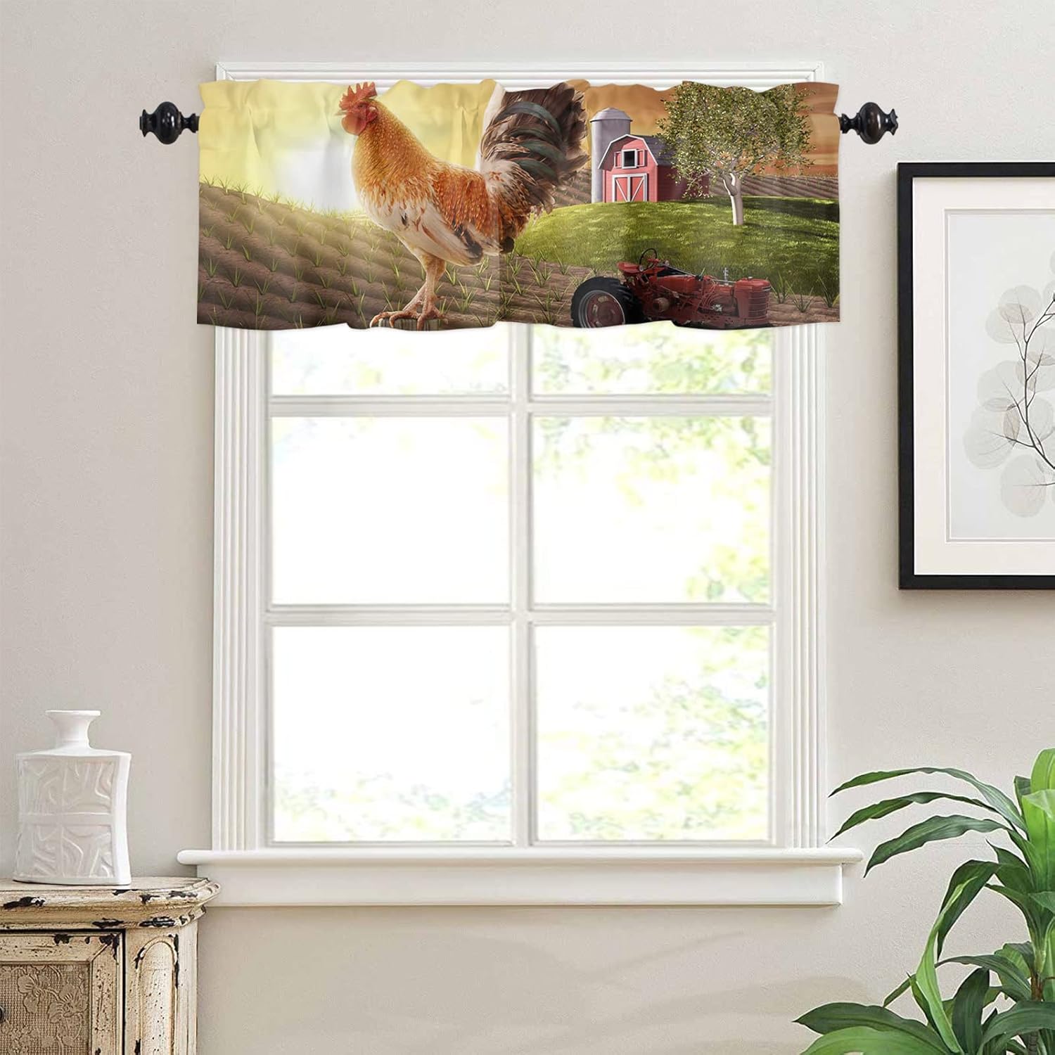 Artwork Store Curtain Valance for Window Kitchen Decor, Farmhouse 54″ x 18″ Window Treatment Curtains Topper Rod Pocket Valances for Living Room