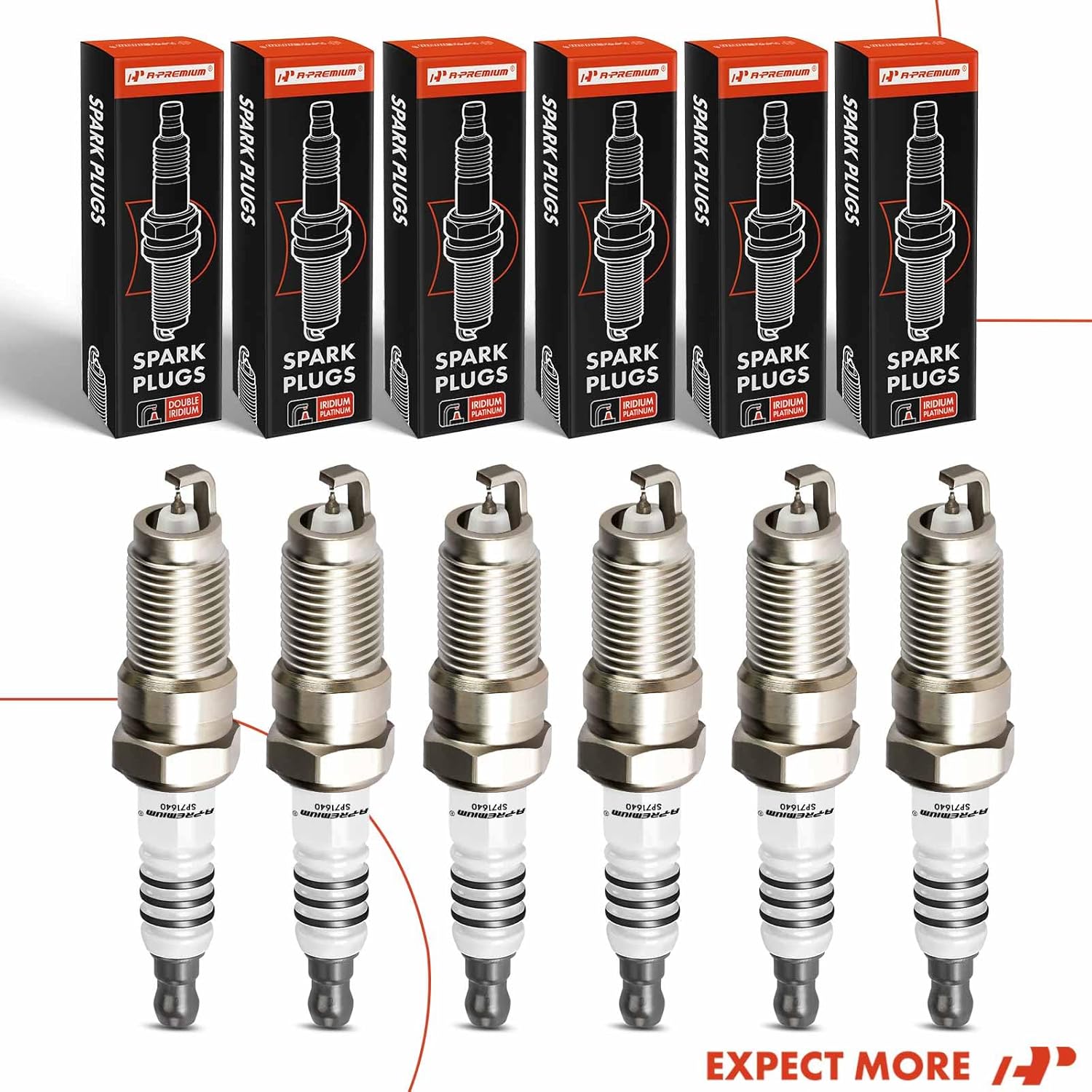 A-Premium 6 bujías de platino iridio compatibles con vehículos Buick, Chevrolet, Ford, GMC y Mazda, Regal, Equinox, Impala, Ranger, Sierra, Tribute