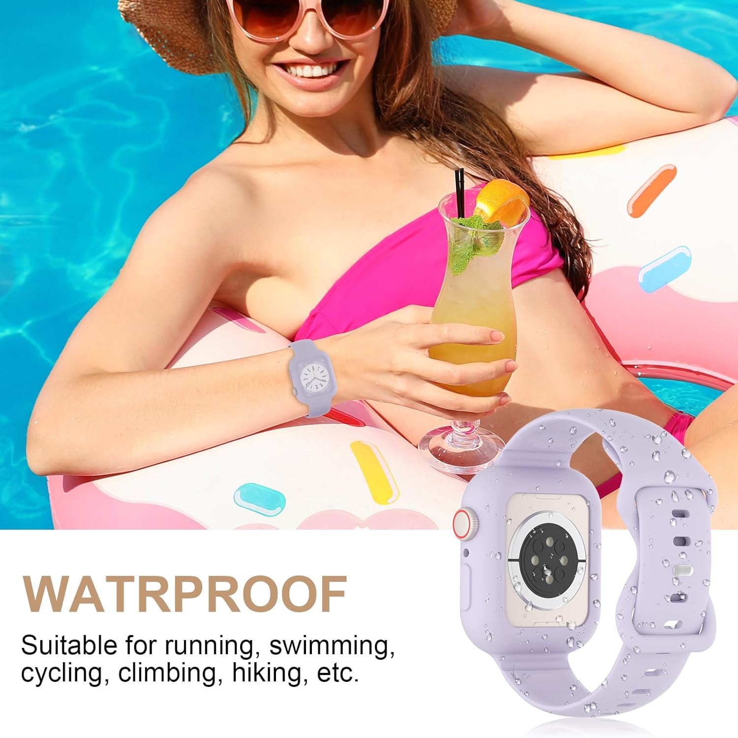 Keebowz Correas de silicona con funda protectora compatible con Apple Watch Band de 1.496 in, 1.575 in, 1.614 in, 1.654 in, 1.732 in, 1.772 in,
