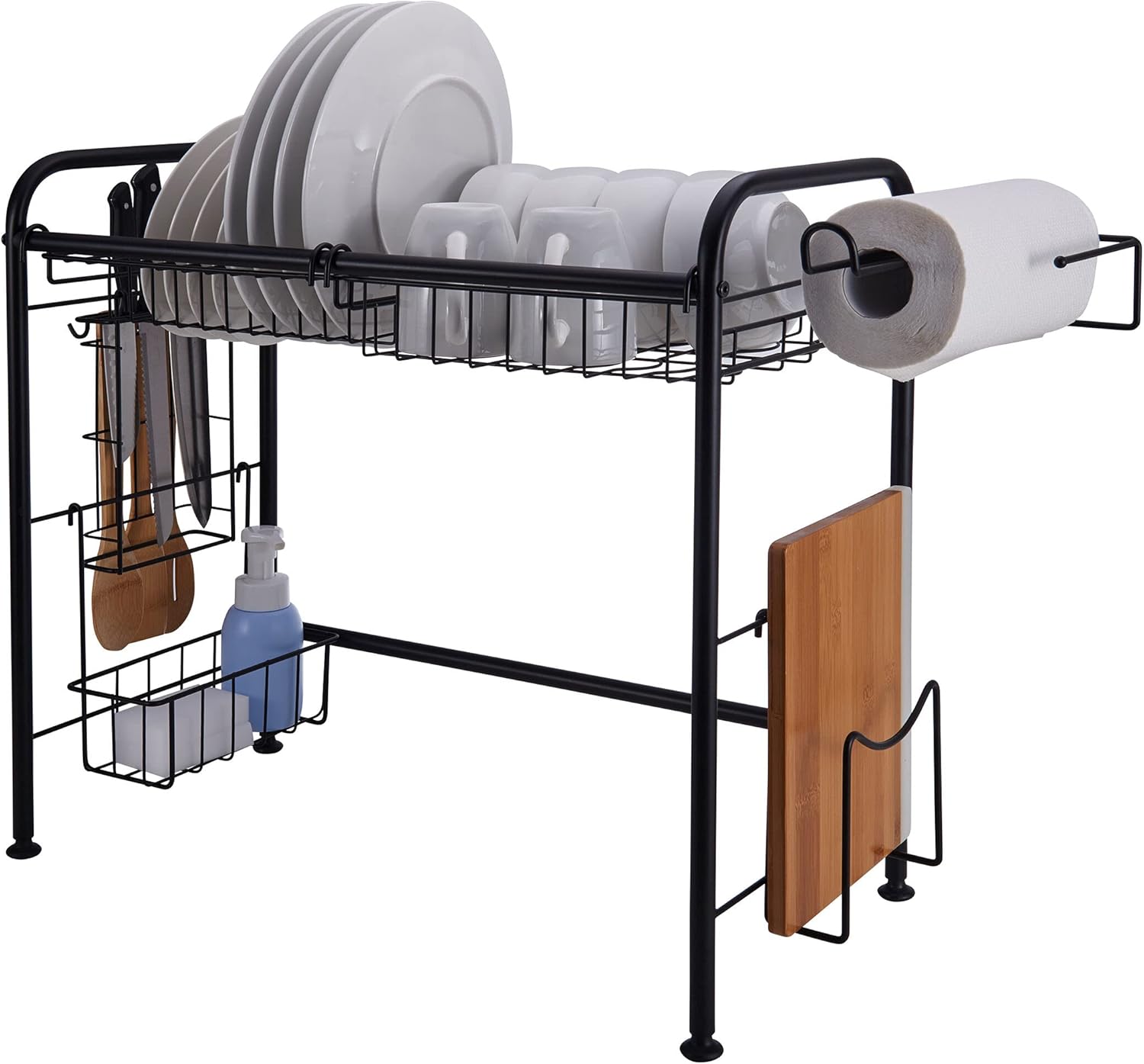 Gourmet Basics by Mikasa Over the Sink – Escurridor de platos organizador de 2 niveles, 31 pulgadas, color negro
