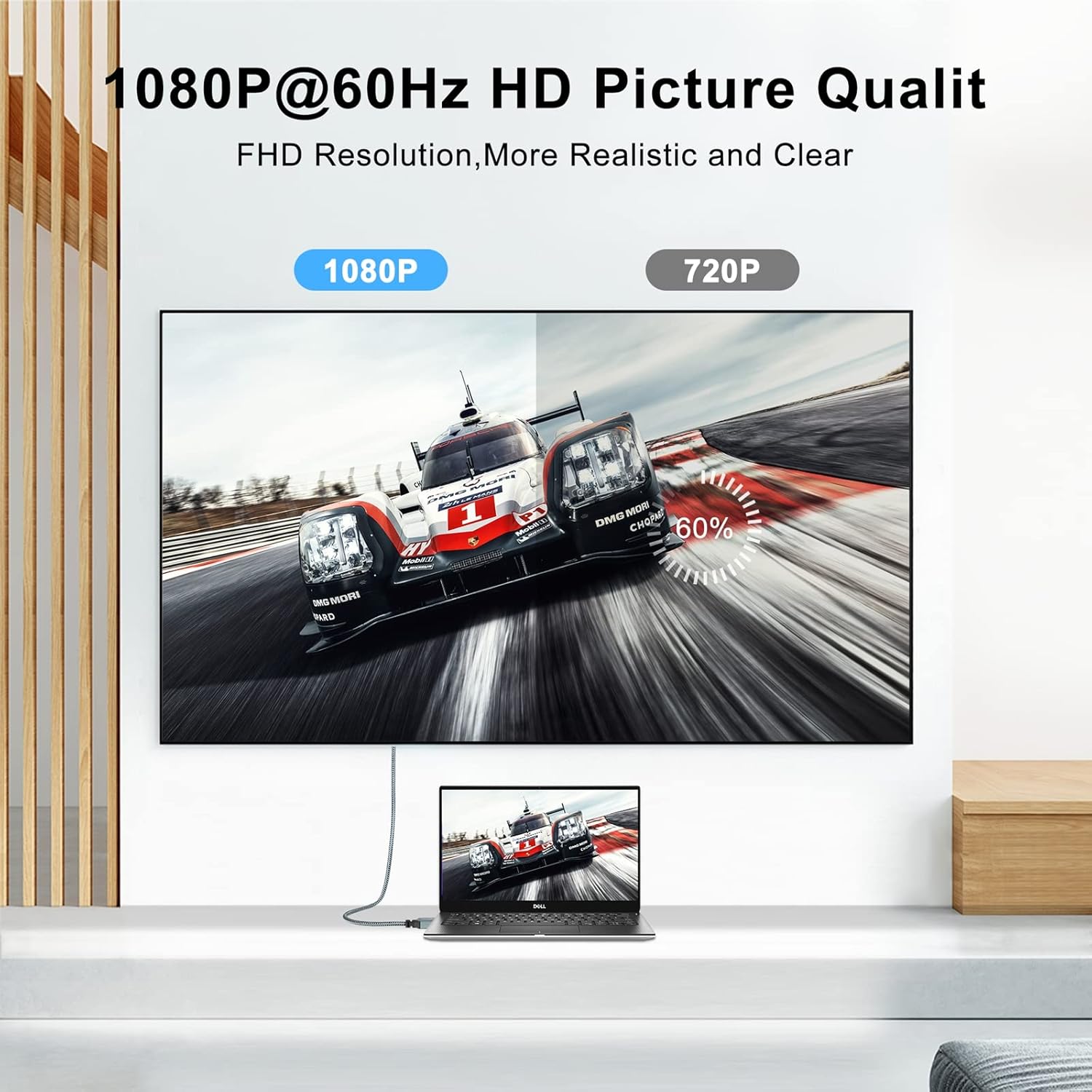Twozoh Cable HDMI a VGA de 15 pies. Aleación de aluminio Shell Nylon Trenzado y chapado en oro Soporte 1080P60HZ