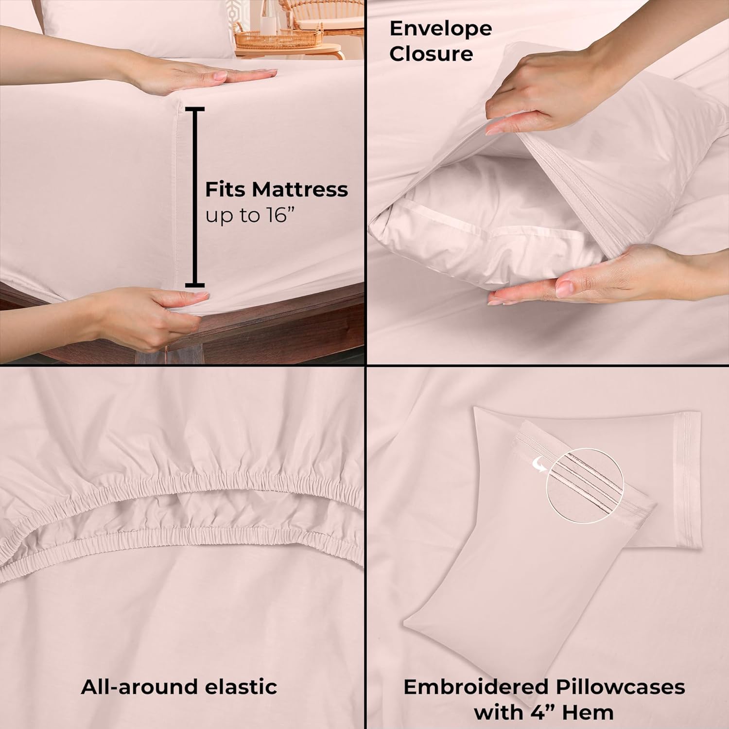 ROYALE LINENS – Sábanas de 3 piezas para cama individual – Juego de sábanas de microfibra cepillada suave de 1800 hilos – 1 sábana bajera, 1 sábana