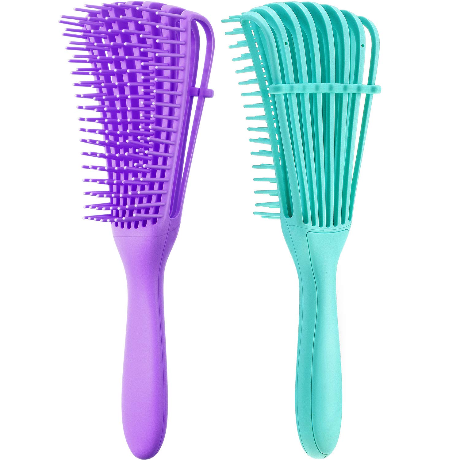 2 cepillos de desenredo para cabello afroamericano africano, textura de 3a a 4c, pelo ondulado, rizado, espiralado, húmedo, seco, graso, grueso,