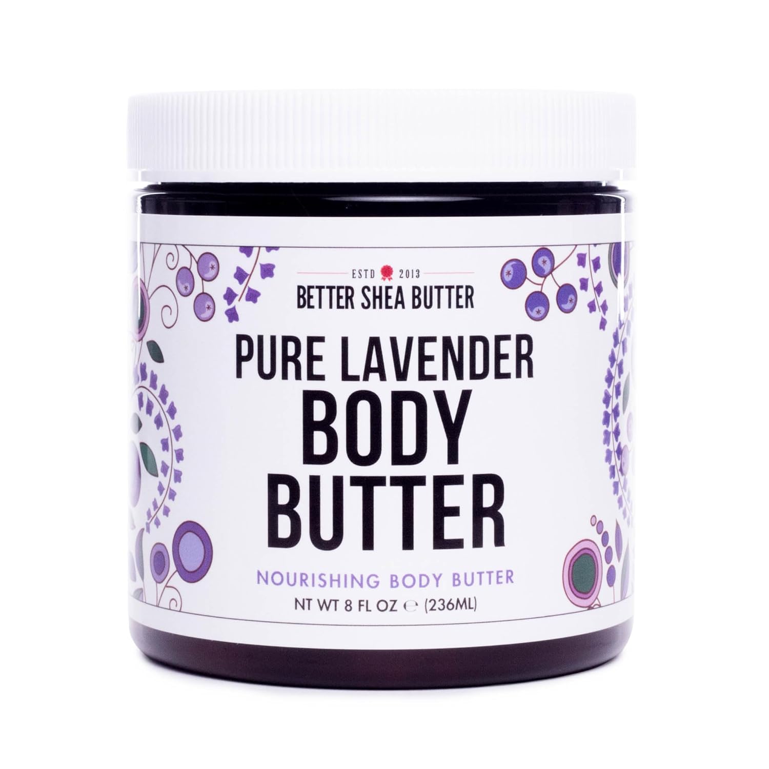 Better Shea Butter Mantequilla corporal batida LAVENDER – Mantequilla corporal batida para mujeres piel seca y piel delicada – Sin parabenos, sin