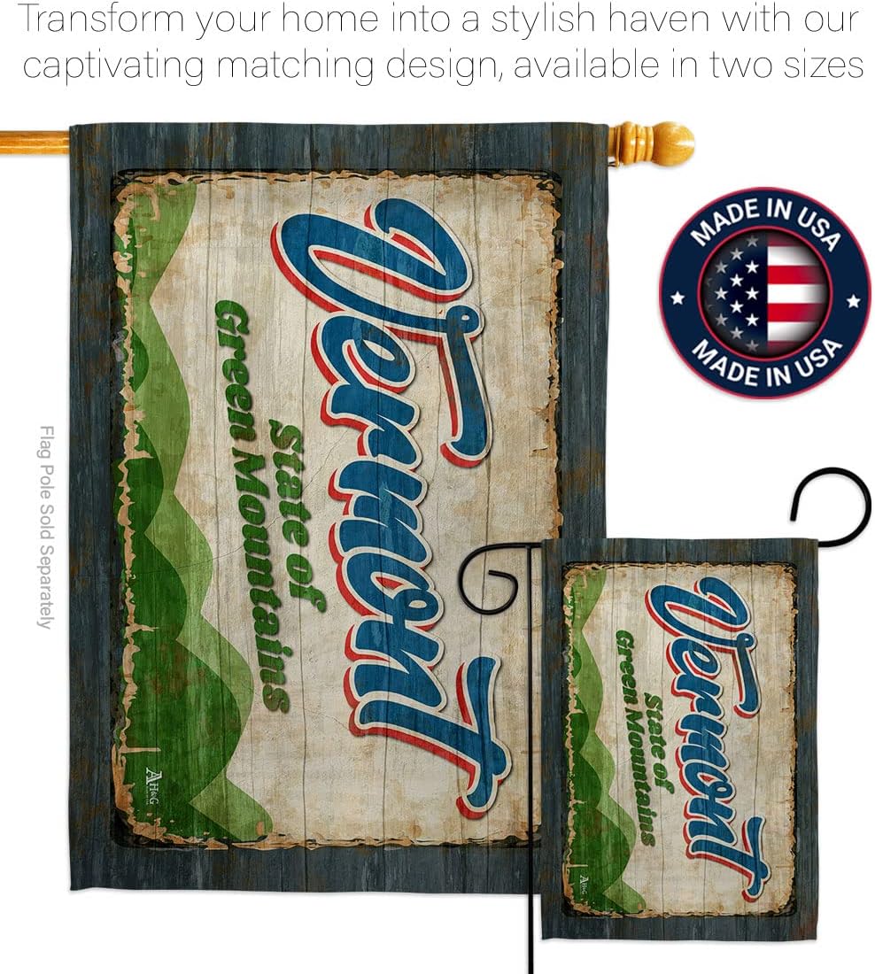 Americana Home & Garden Vermont Vintage Garden Flag Regional States American Territories Republic Country Particular Area House Decoration Banner