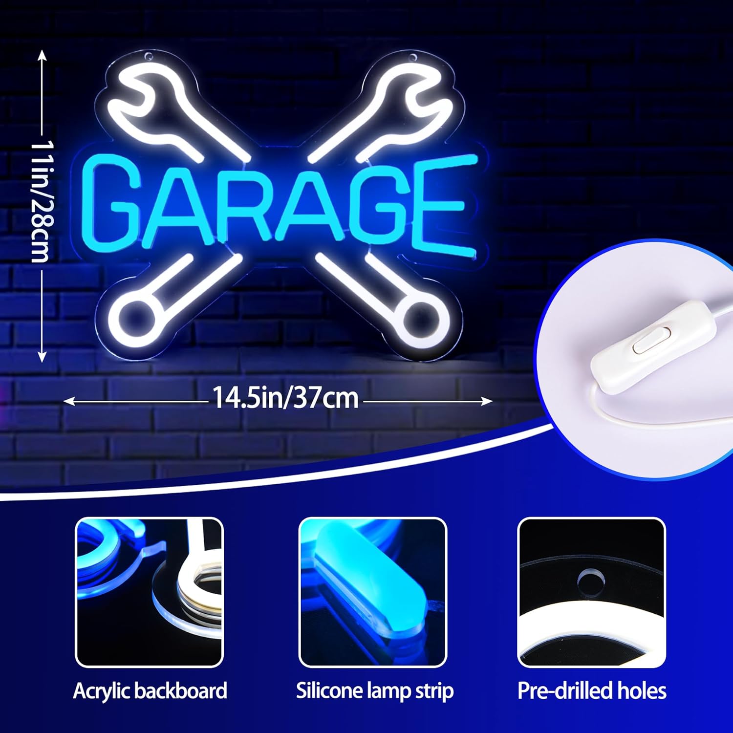 ZYLD074 – Letrero de neón para garaje, tienda de autos, garaje, letrero de luz LED personalizado para decoración de pared, letrero de neón