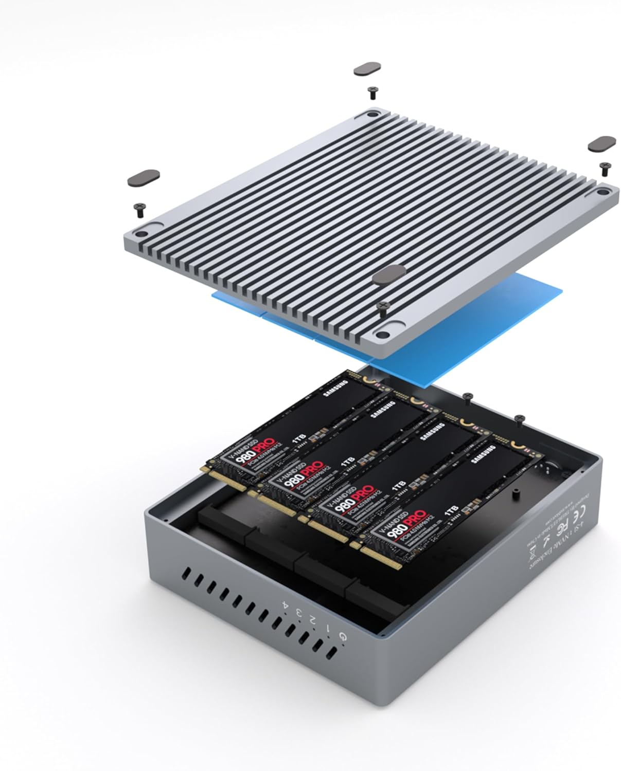 Carcasa SSD Thunderbolt 3 de cuatro ranuras M.2 NVMe de 40 Gbps hasta 2800 MBs compatible con Thunderbolt 2 compatible con M1 M2