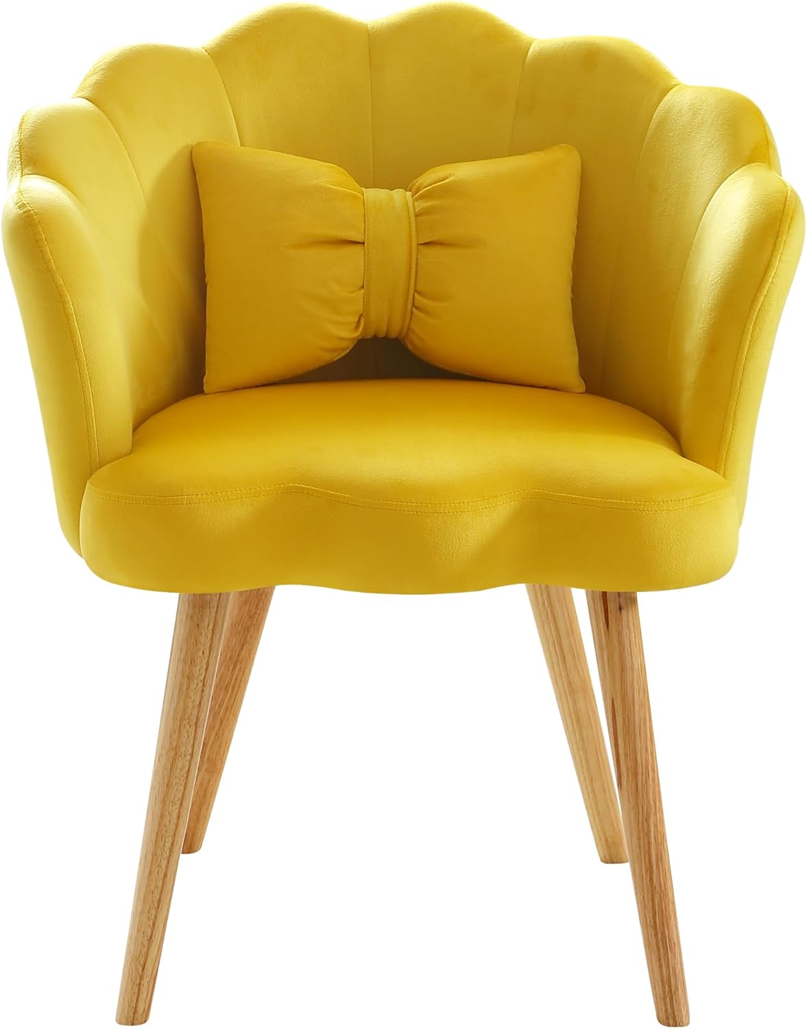 Bellemave Silla decorativa de terciopelo, moderna silla tapizada de ocio con almohada para la cintura, silla de invitados en forma de loto, silla de