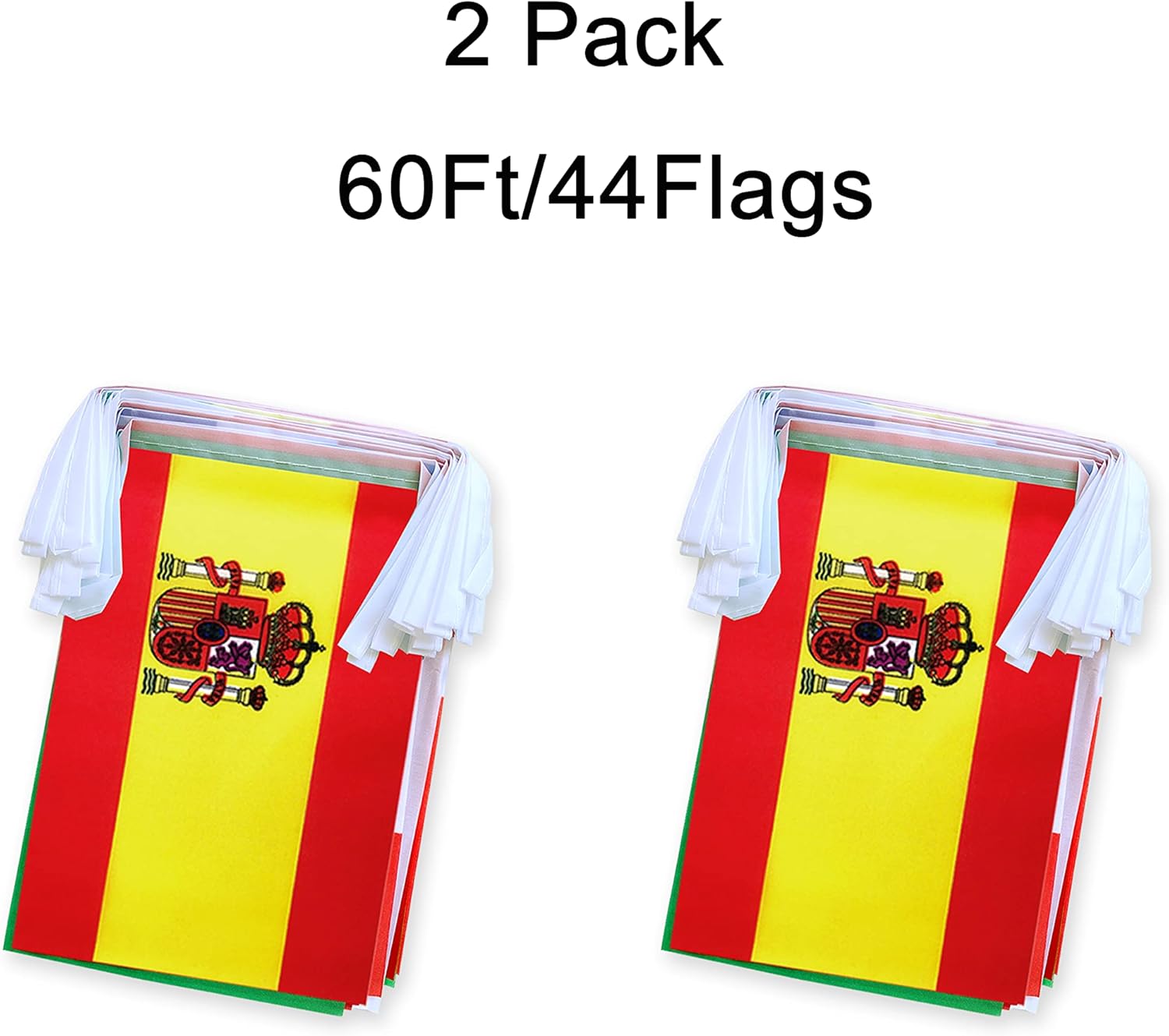Juego de 22 banderas de habla hispana de 22 países, banderines latinoamericanos para decoraciones del mes hispano, 60 pies, 44 banderas