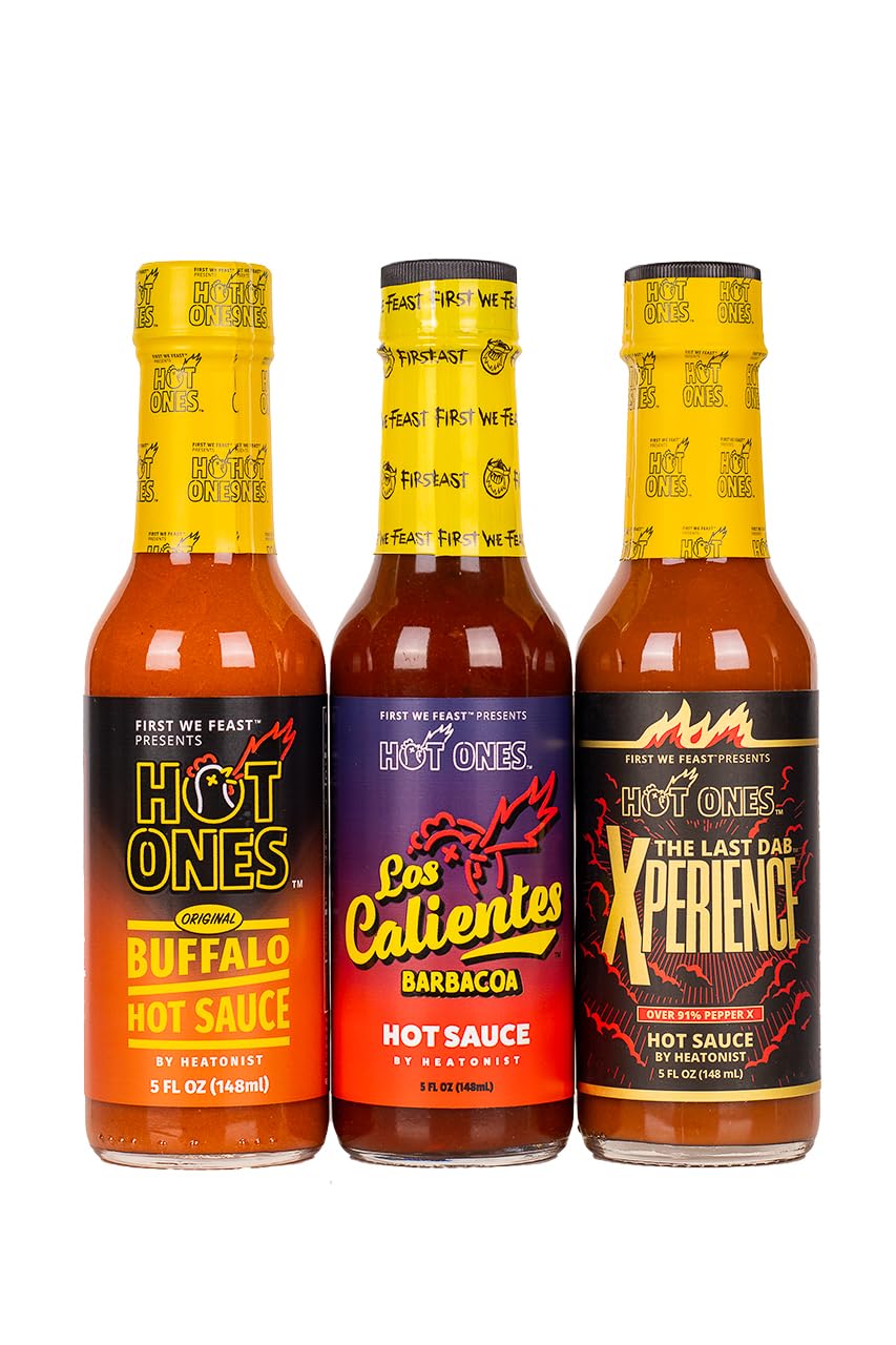 Hot Ones Paquete variado de temporada 22, salsas picantes suaves a ardientes en botellas de 5 onzas (paquete de 3)