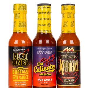 Hot Ones Paquete variado de temporada 22, salsas picantes suaves a ardientes en botellas de 5 onzas (paquete de 3) Hot Ones Paquete variado de temporada 22, salsas picantes suaves a ardientes en botellas de 5 onzas (paquete de 3)