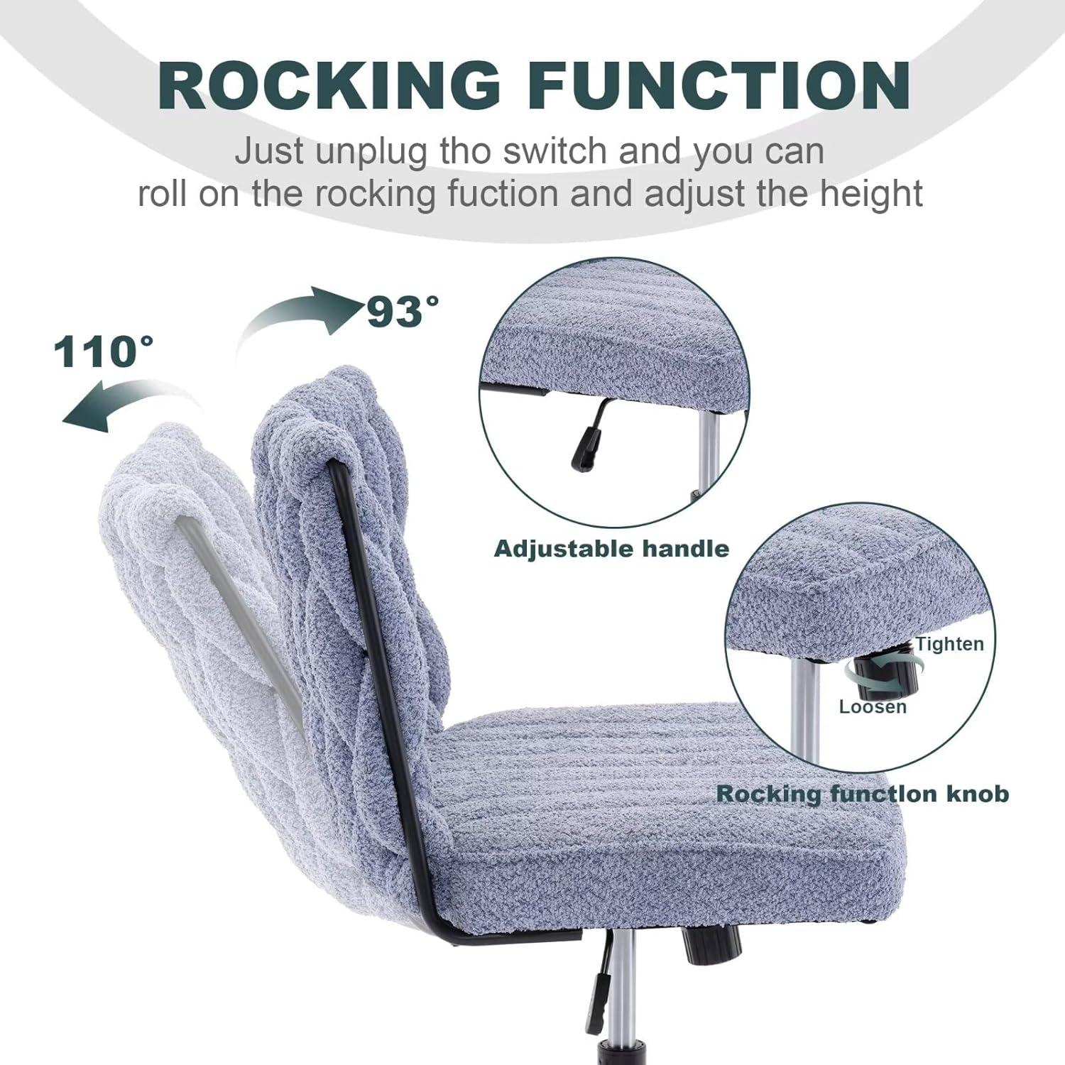 Silla giratoria sin brazos para oficina en casa, patas cruzadas, sin ruedas, asiento ancho de terciopelo tejido, respaldo medio, silla estética para