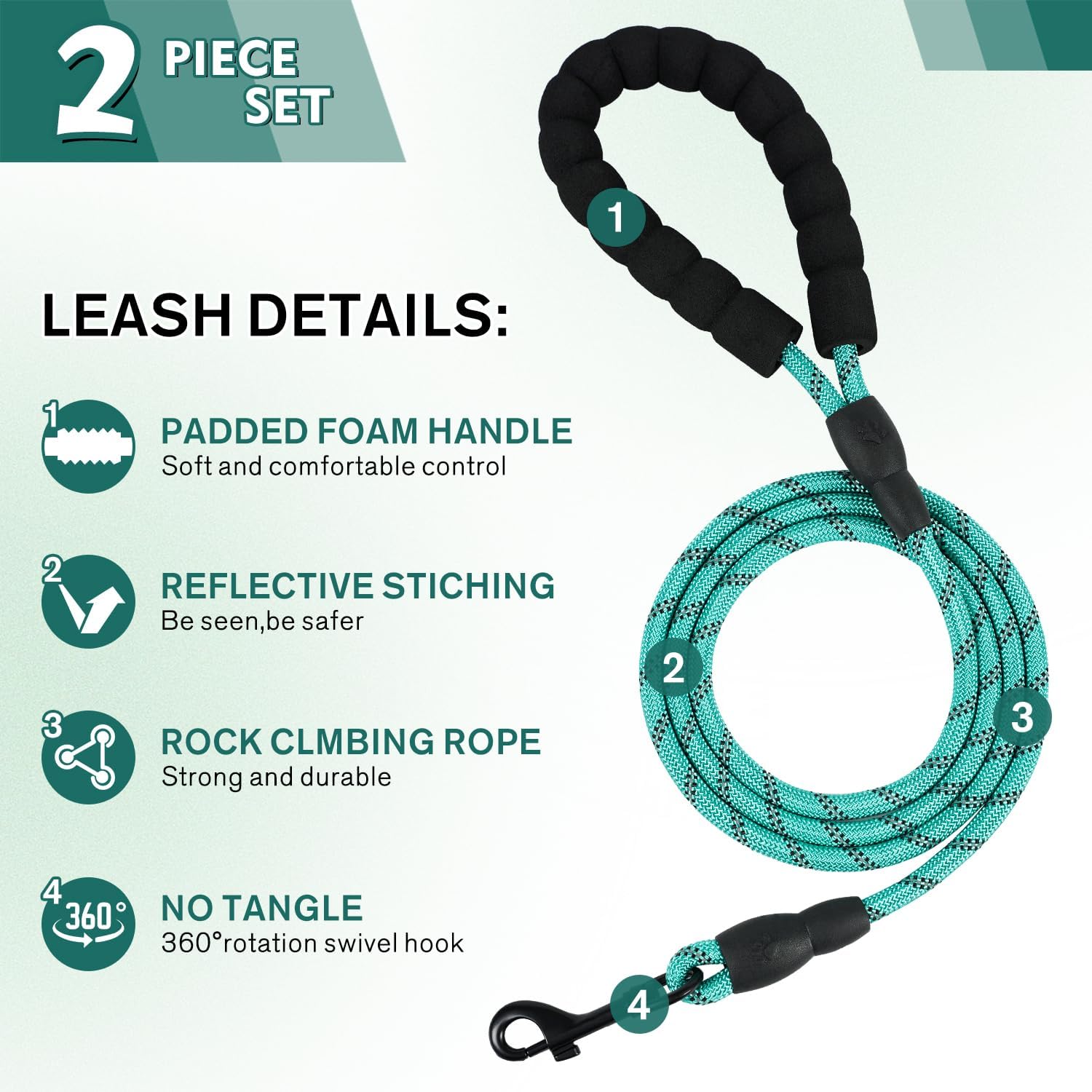 Martingale – Juego de collar y correa para perro, collar de perro con hebilla de liberación rápida, correa reflectante y collar ajustable para perro
