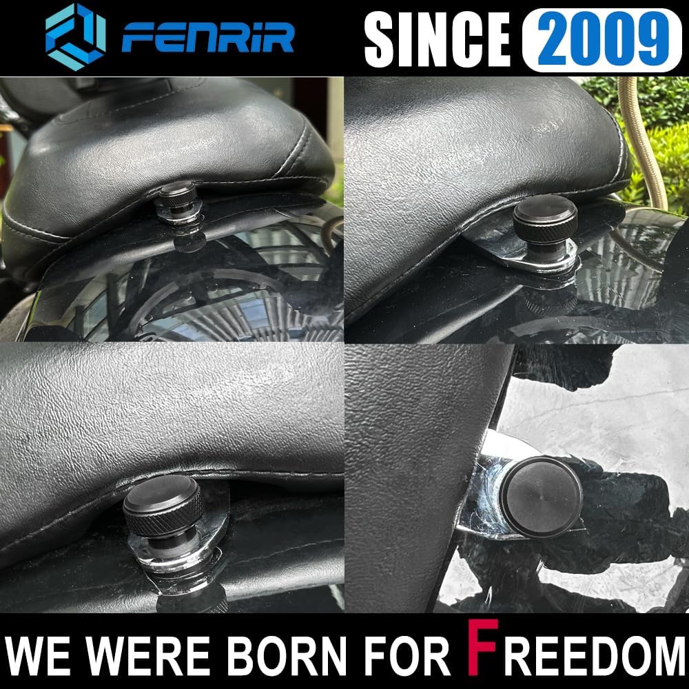 Fenrir Kit de base de tornillo de asiento de liberación rápida para motocicleta, acero inoxidable 304, acabado negro para 1997-ahora Sportster Dyna