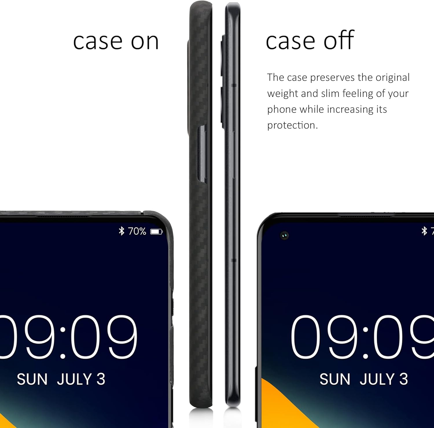 kalibri Funda de fibra de aramida compatible con OnePlus 10 Pro 5G, funda protectora súper delgada y fuerte, color negro mate
