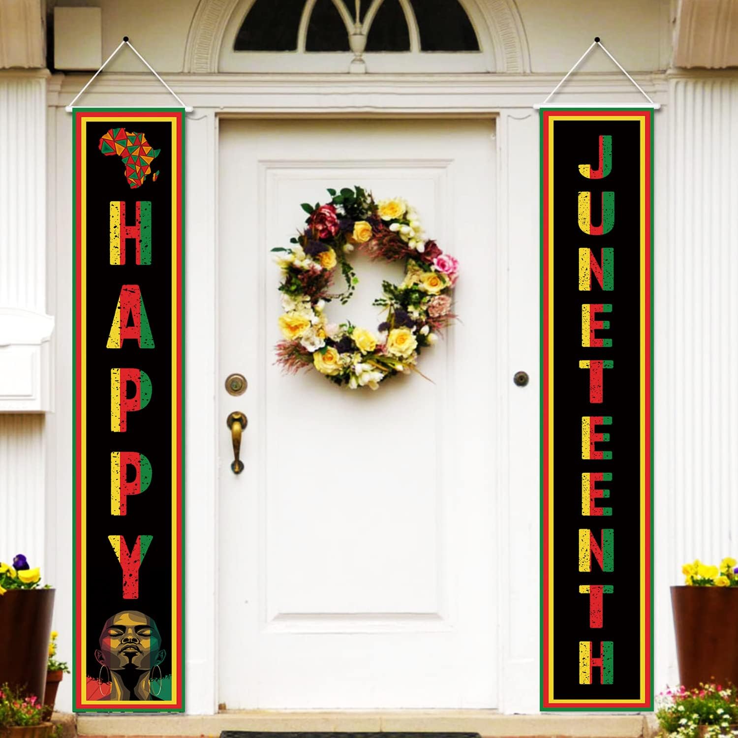 Letrero de porche con texto en inglés “Happy Juneteenth”, decoración del Día de la Independencia afroamericana, suministros de decoración para