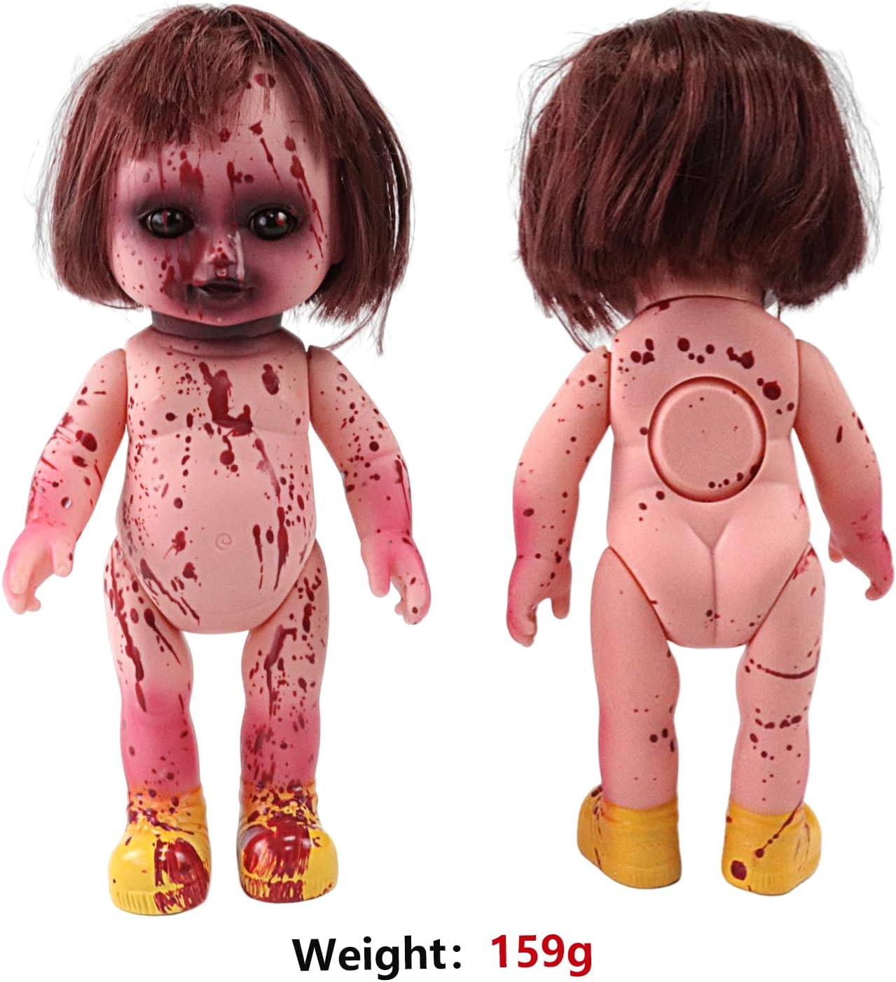 Muñecas espeluznantes de Halloween, muñeca embrujada sangrienta de 10 pulgadas, muñecas zombi colgantes aterradoras con cuerda, decoración de terror