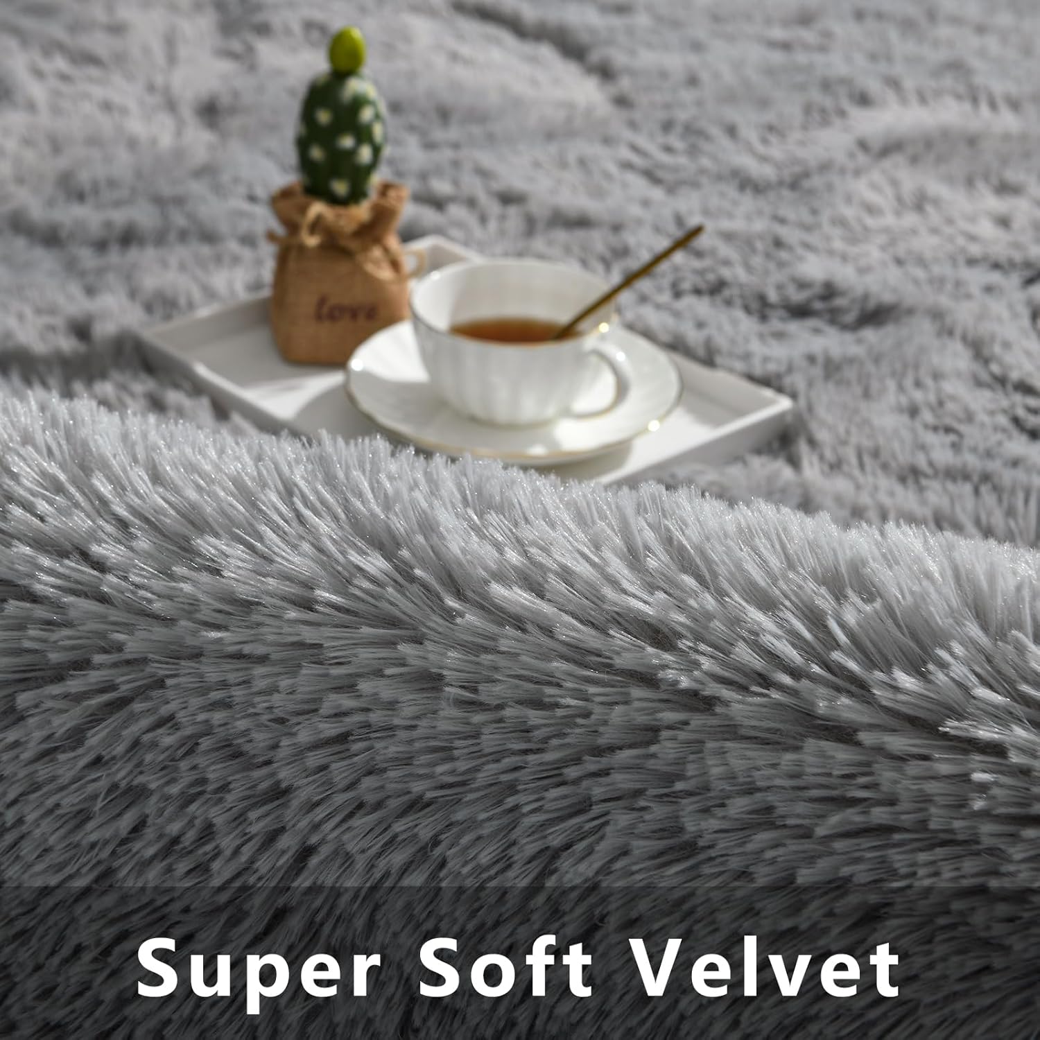 Jocovieh Alfombras grises suaves para dormitorio, alfombras esponjosas de 5 x 7 pies, alfombras modernas de felpa para sala de estar, habitación de