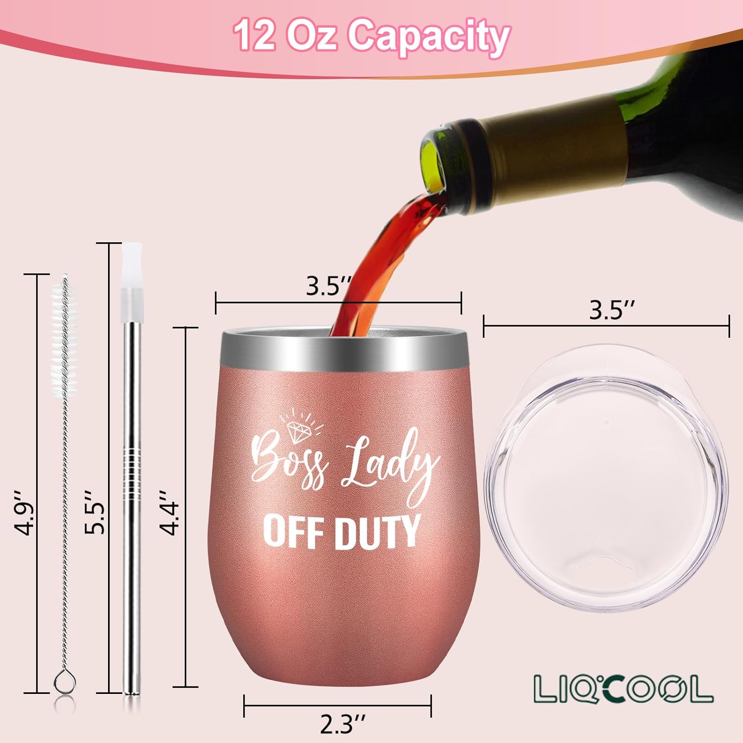 LiqCool – Regalos de Boss Lady para mujer, vaso de vino aislado para jefa, regalos de vino para mujeres y mujeres, regalos de mejor jefa para el día