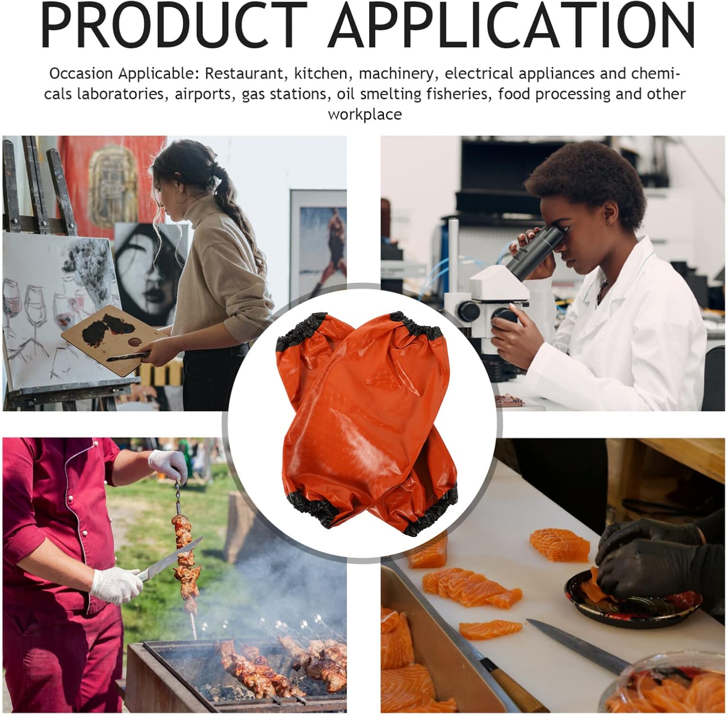 ULTNICE 2 pares de fundas impermeables para brazos a prueba de aceite, fundas de PVC para carnicero, protector para cocinar para lavar platos,