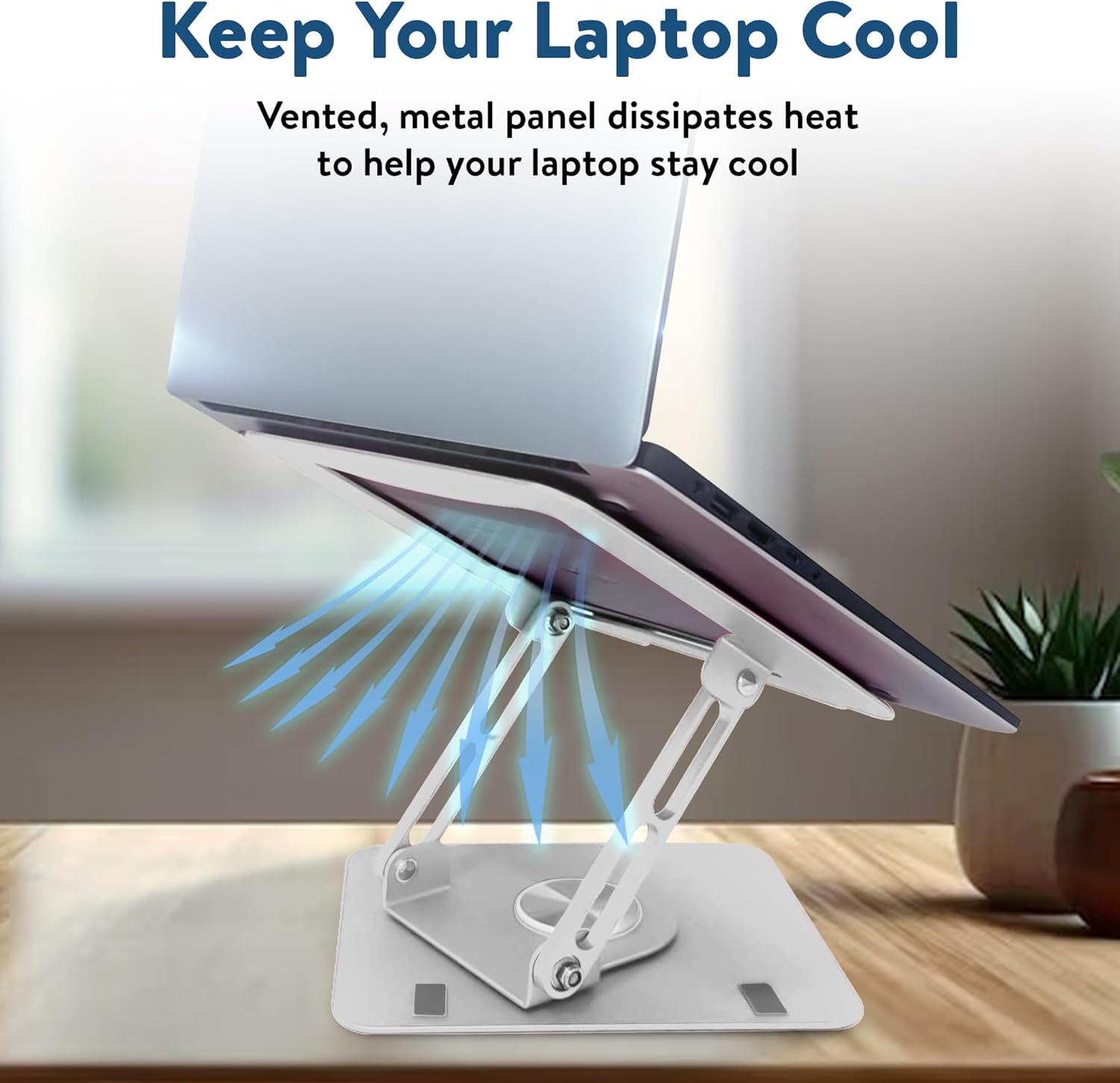 Soporte giratorio para computadora portátil para escritorio, soporte ajustable para laptop con rotación de 360, elevar la inclinación enfría la