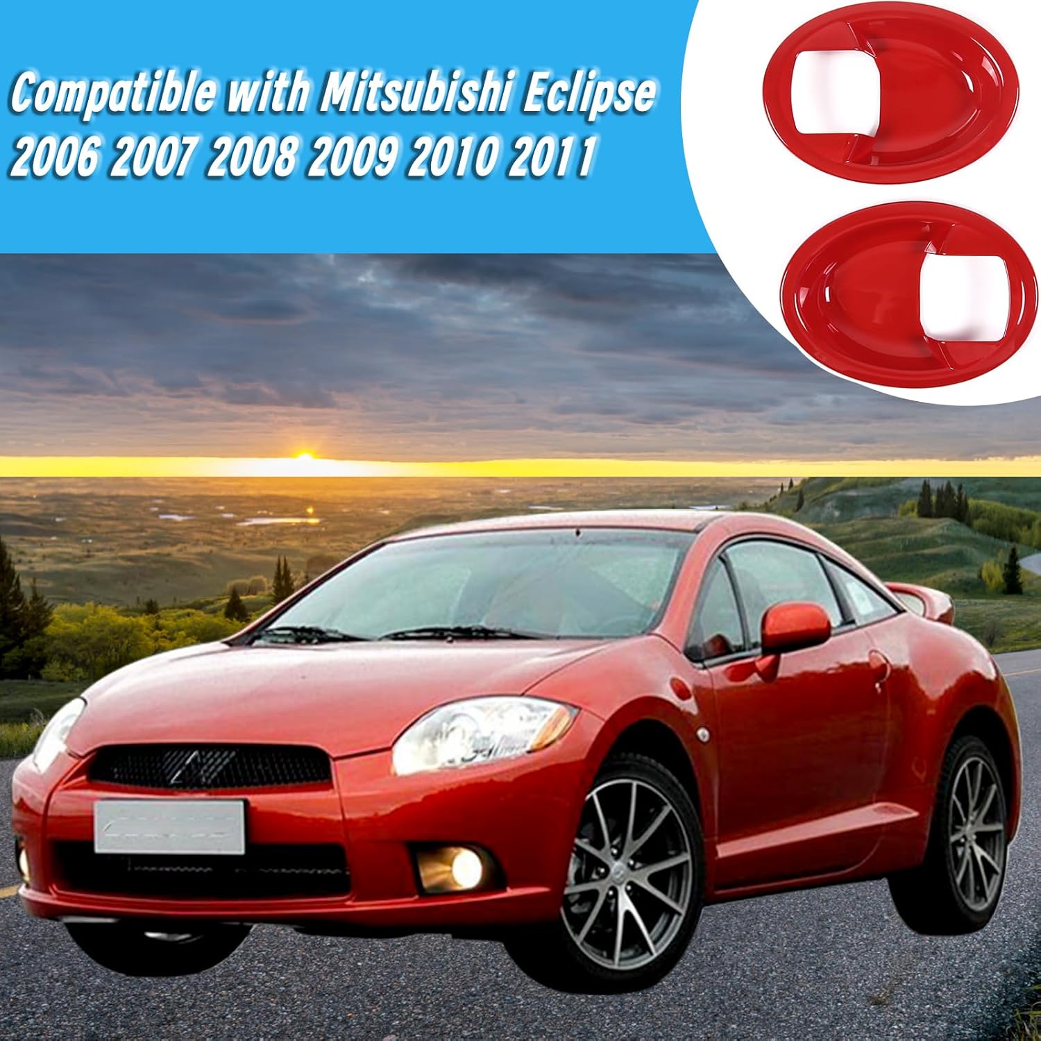 Tirador de puerta interior de ABS compatible con Mitsubishi Eclipse 2006-2011, manija interior izquierda y derecha, tazón, protección antiarañazos,