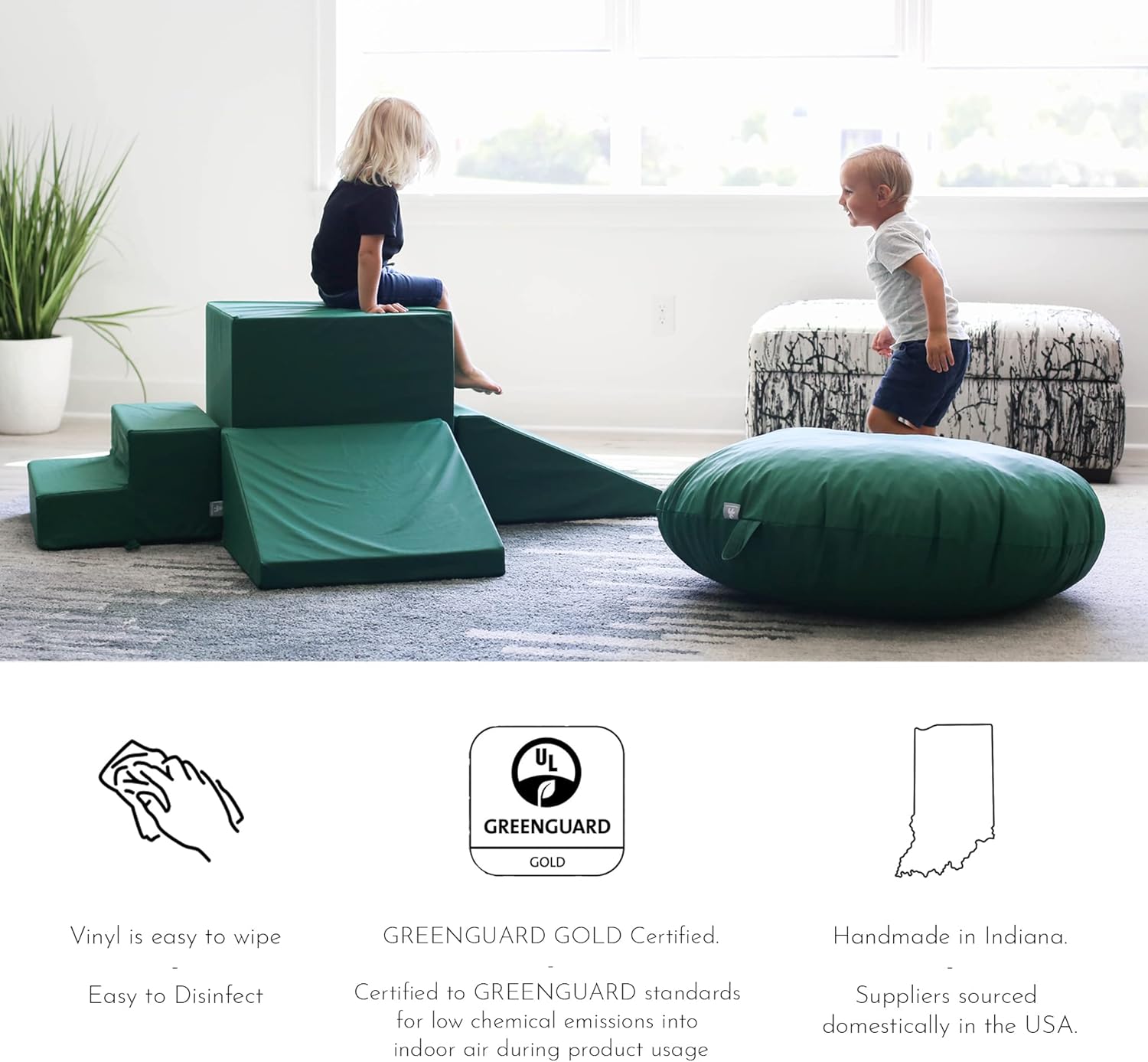Foamnasium Bloque grande, juego de espuma para interiores, suave para niños pequeños y activos para gatear, escalar y saltar, fabricado en los