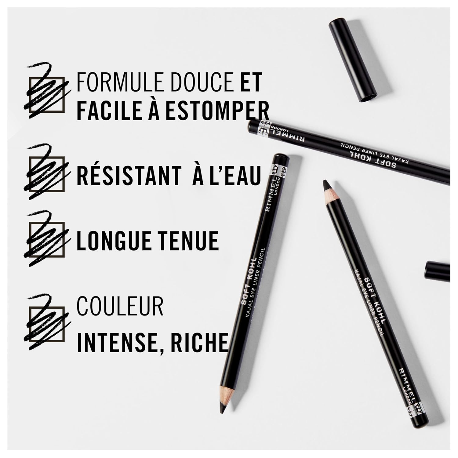 Delineador Soft Kohl de Rimmel, negro intenso, Negro azabache
