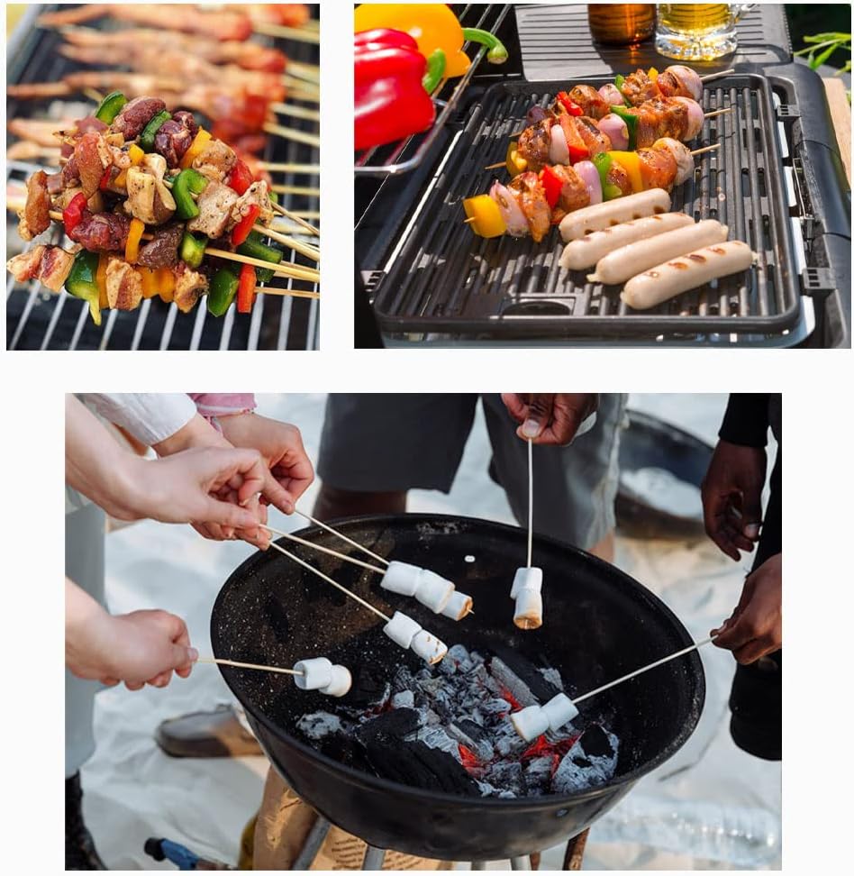 Brochetas de bambú natural para parrilla, aperitivos, frutas, cócteles, carnes a la parrilla, fuentes de chocolate, barbacoas, cocinas, manualidades