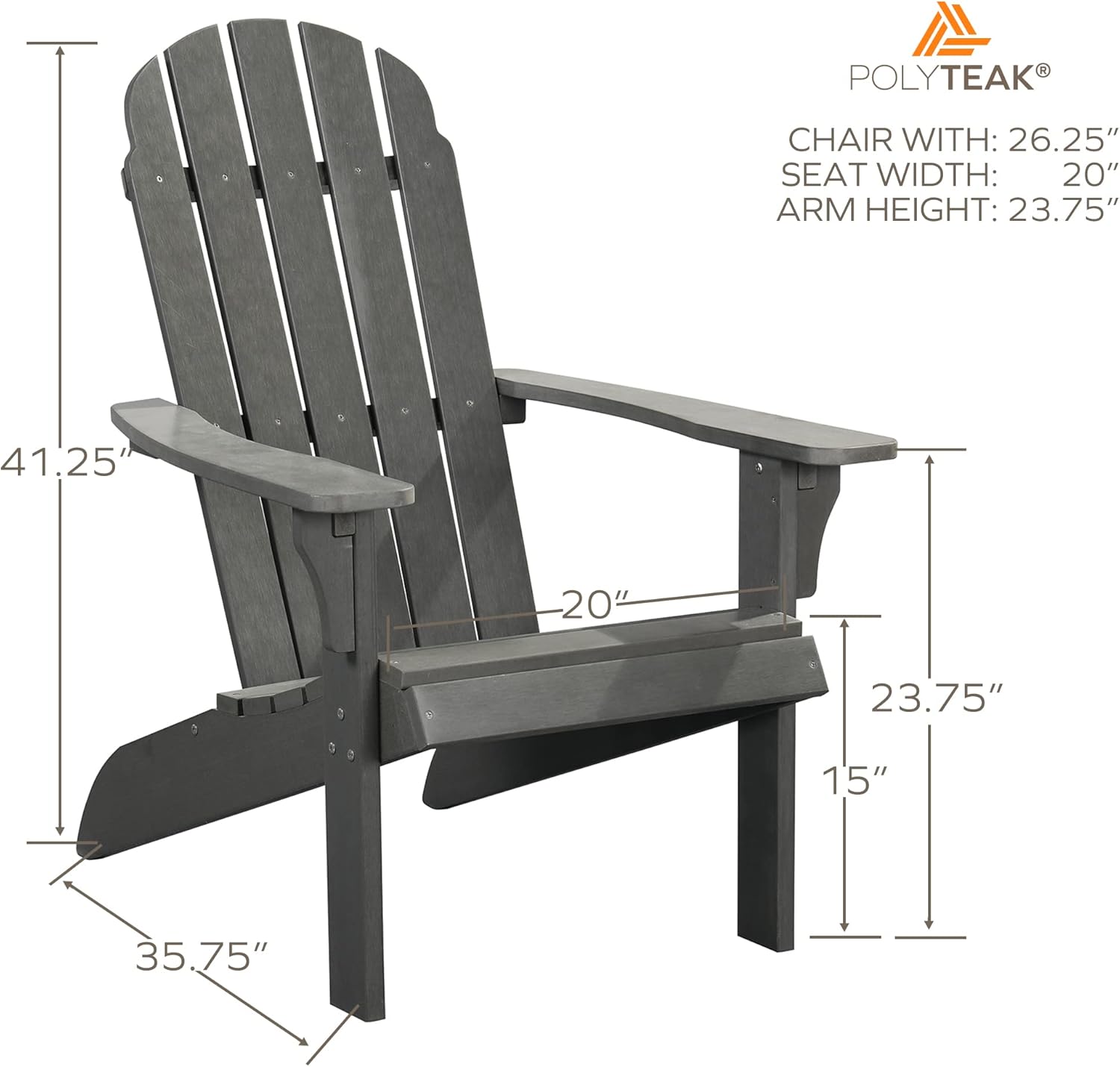 Silla Adirondack tradicional, aspecto de madera real, sillas de plástico para exteriores para todo tipo de clima, para fogata, patio, piscina, fácil