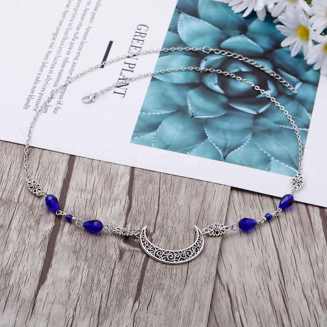 Cadena bohemia para la frente, cadena de bronce para la frente, tocados de luna creciente, accesorios para el cabello de cristal para mujeres y niñas