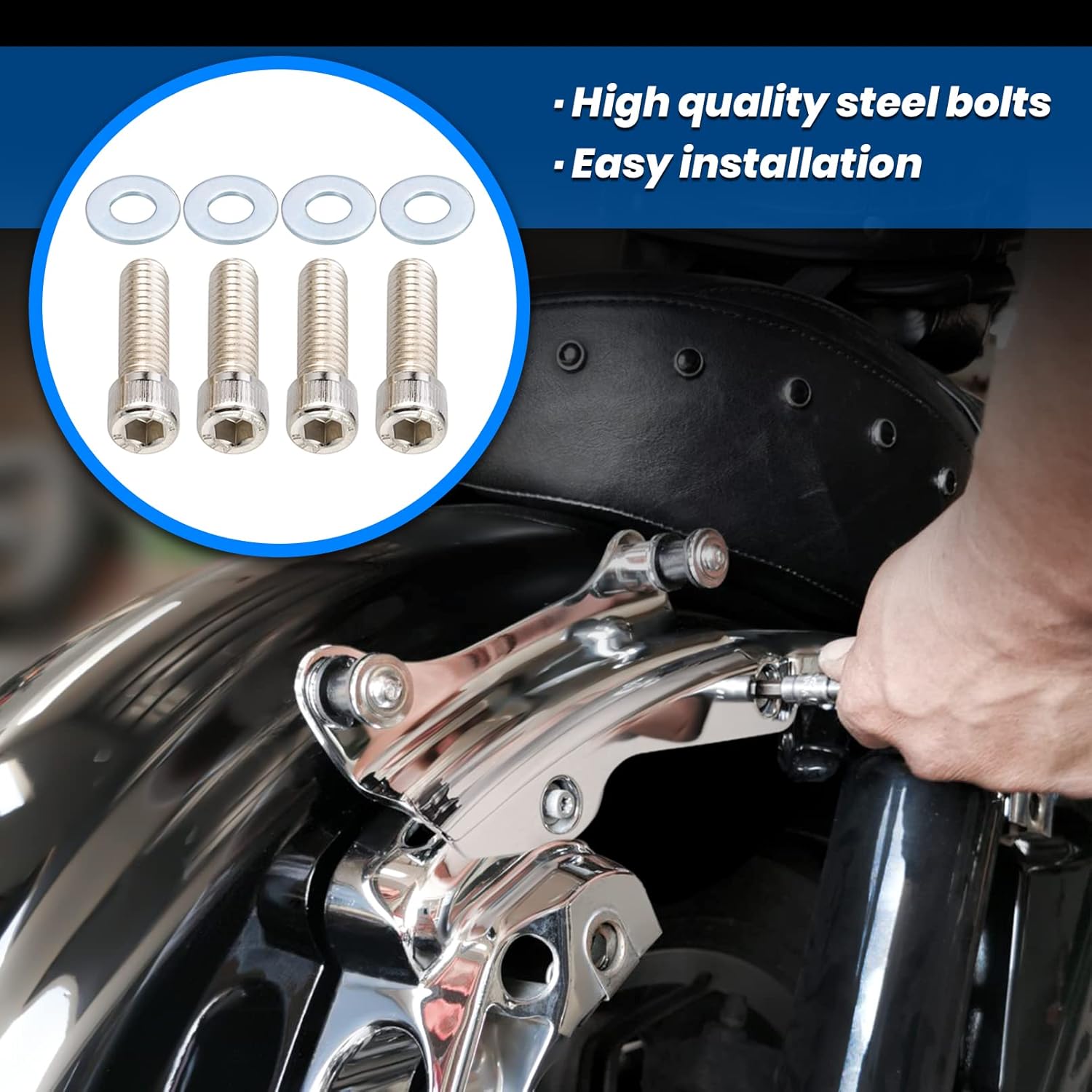 Benlari Kit de accesorios de acoplamiento de 4 puntos negro brillante 2014-2024 compatible con Harley Davidson Touring Street Glide Road Glide