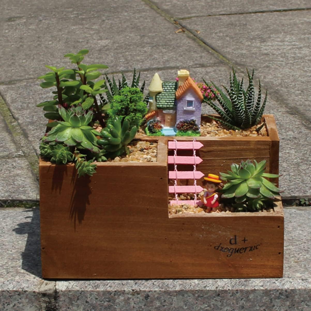 Yardwe 3 Pcs 3 Wood Desk Wooden Trinket Case Decorative Plants Jewelry Dresser Case Ornament Container Wooden Flower Pot Home Plant Container