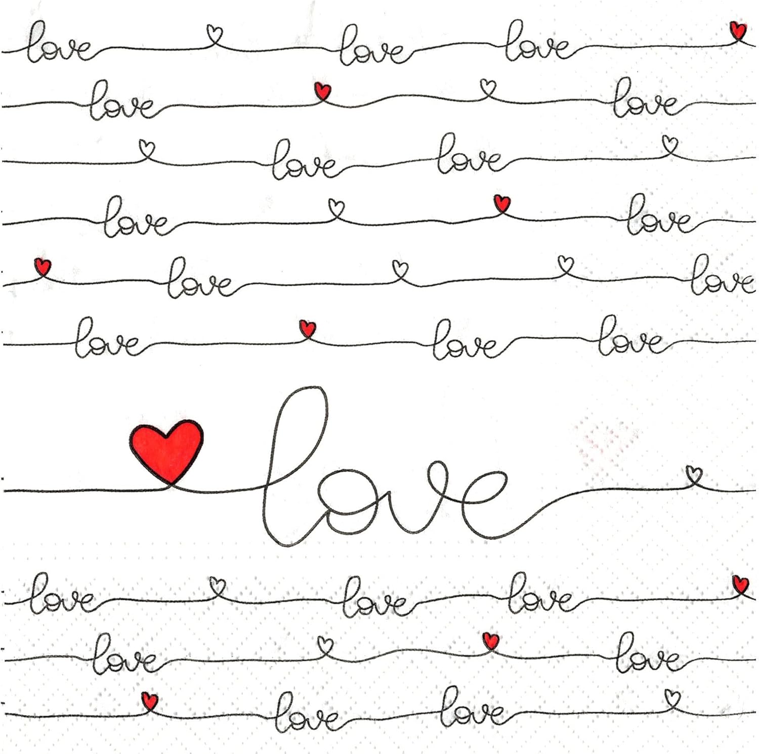 AM Décor – 20 servilletas de papel suave de 3 capas de papel de papel de 13 x 13 pulgadas (desplegadas) Love