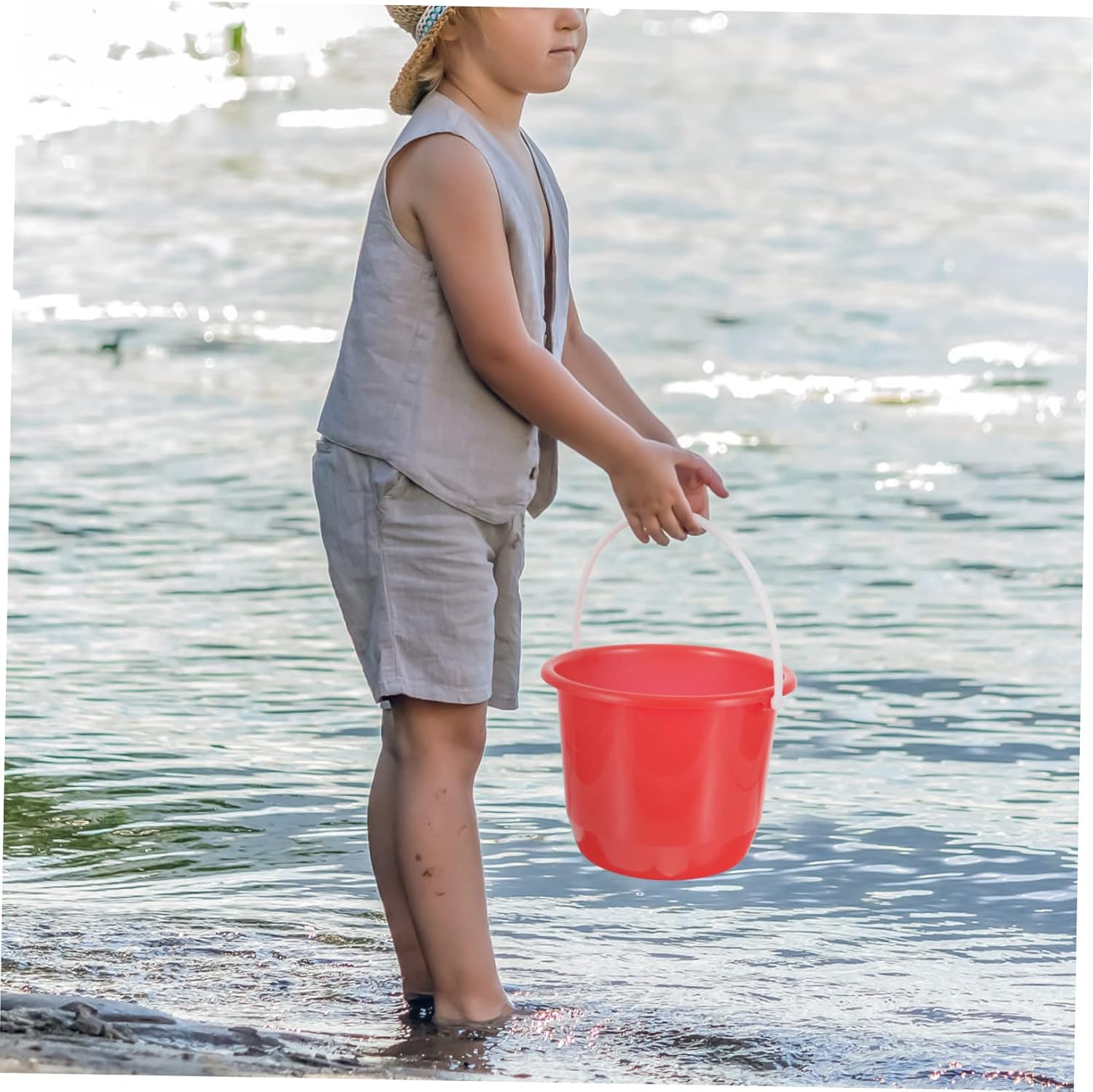 HOOTNEE Tinas de plástico Cubo de playa Bañera de plástico Cubo de agua para gatos Tina de lavado Cubo de agua de jardinería Cubo multiusos