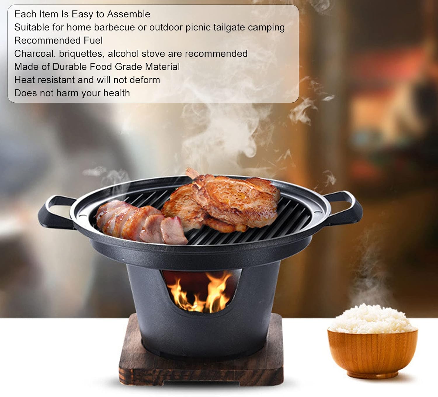 Mini parrilla portátil para acampar, parrilla de mesa, parrilla japonesa para camping, picnic, hogar, parrillas eléctricas para interiores y