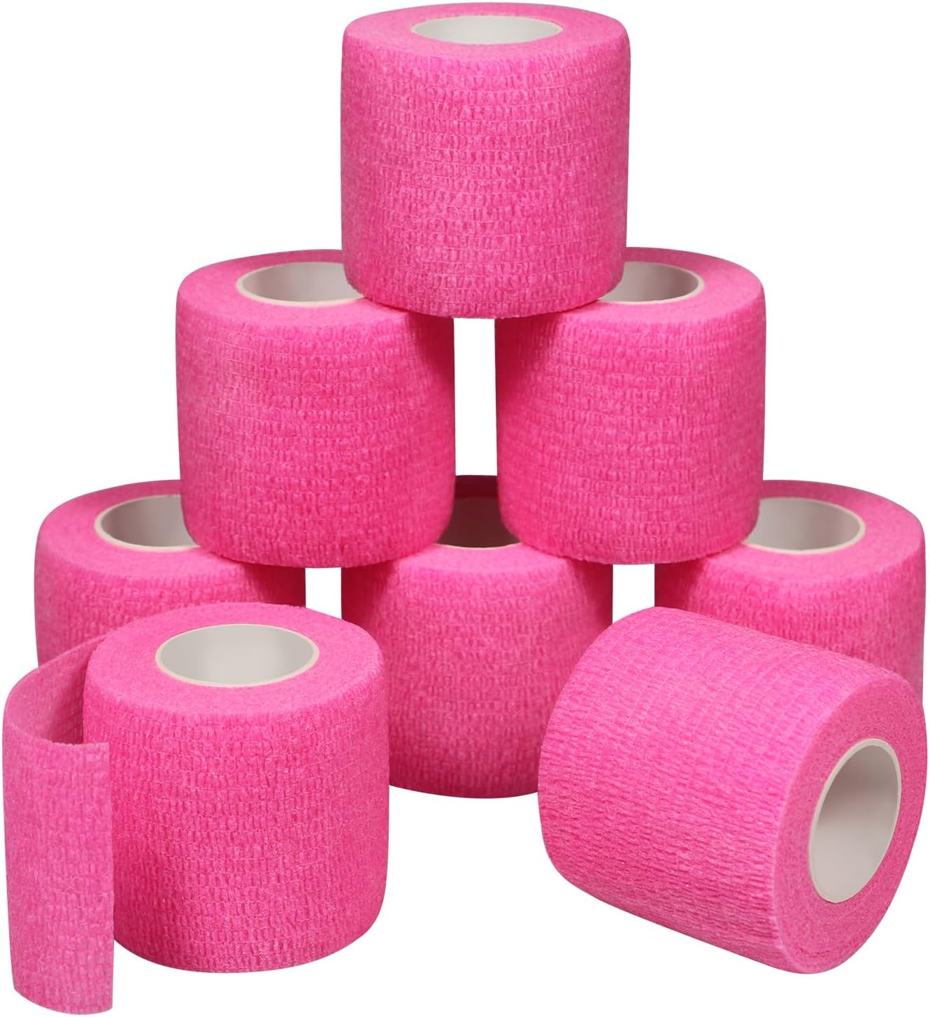 Vendajes autoadherentes para deportes, esguince, hinchazón y dolor en muñeca y tobillo, 8 unidades, 2 x 14.7 pies (rosa)