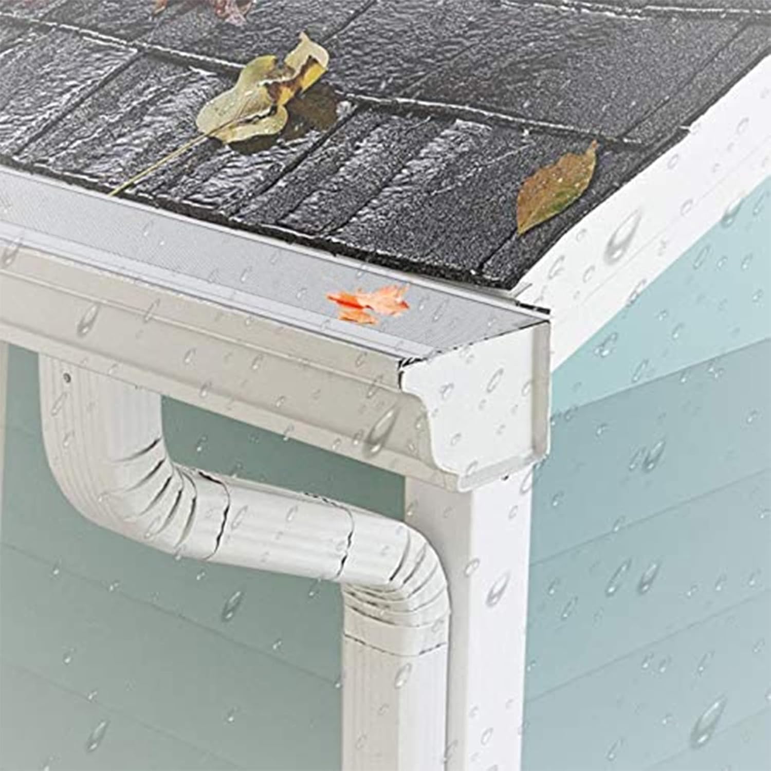 Protectores de canalón de 23 pies, protección de hojas de acero inoxidable de 5 pulgadas, sistema de cubierta de canalón de micromalla que se adapta