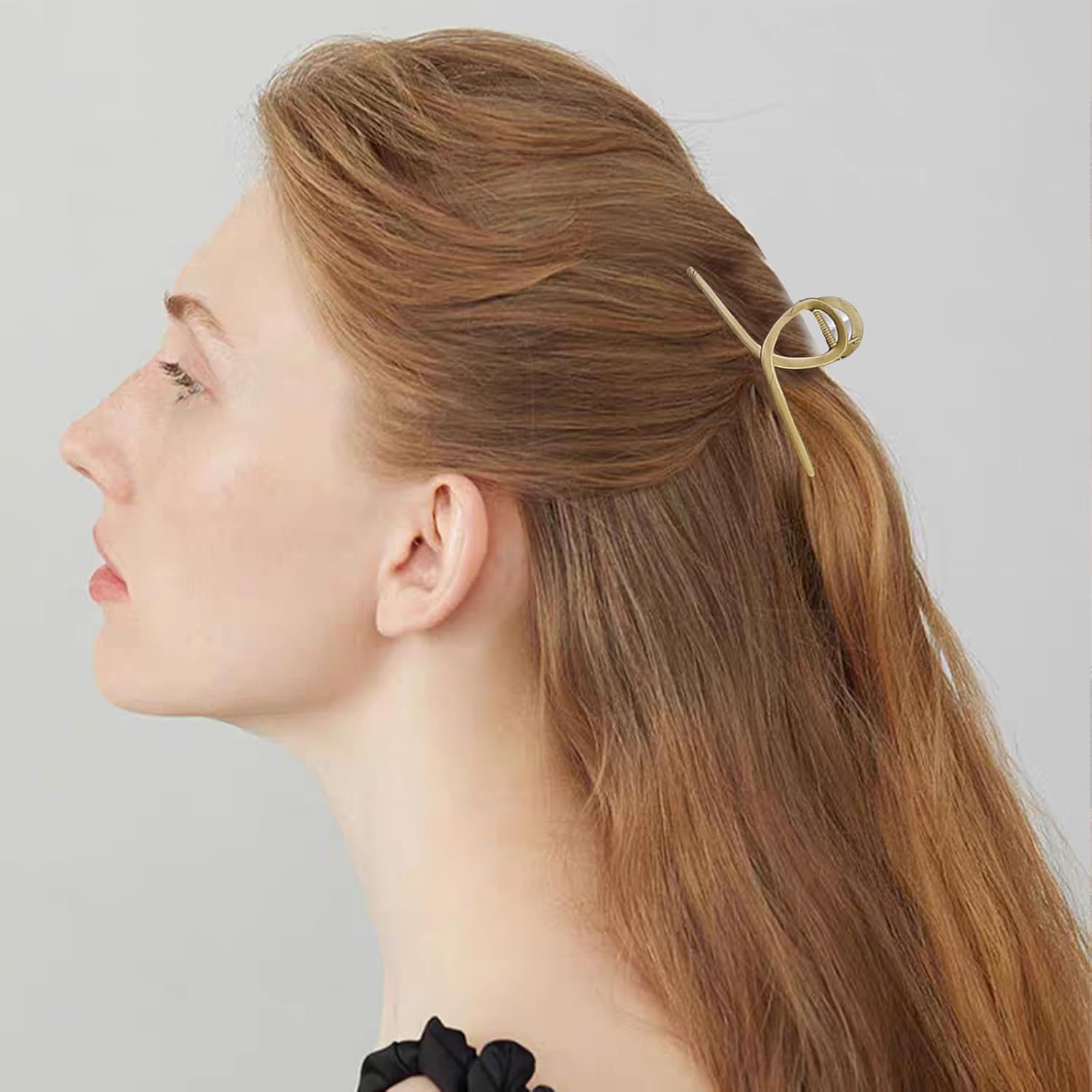 MHDGG Paquete de 6 pinzas de metal grandes para el cabello para mujer, diseño de mariposa, flor, estrella, rectangular, antideslizantes, pinzas